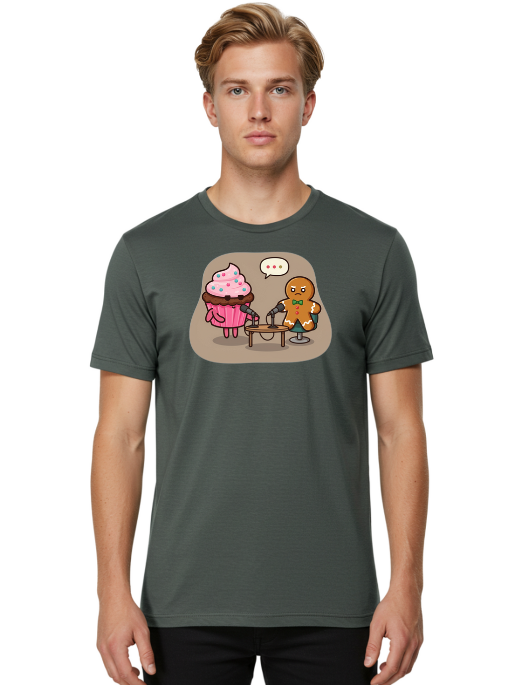 Cupcake-And-Gingerbread-Man Men'S Graphic Tee, 100% Cotton, Comfortable Casual Summer Wear, Machine Washable, Vintage Camera, Old Camera, Antique Camera, Black Camera, Classic Photography, Photography Equipment, Nostalgic Device, Film Camera, Bah845