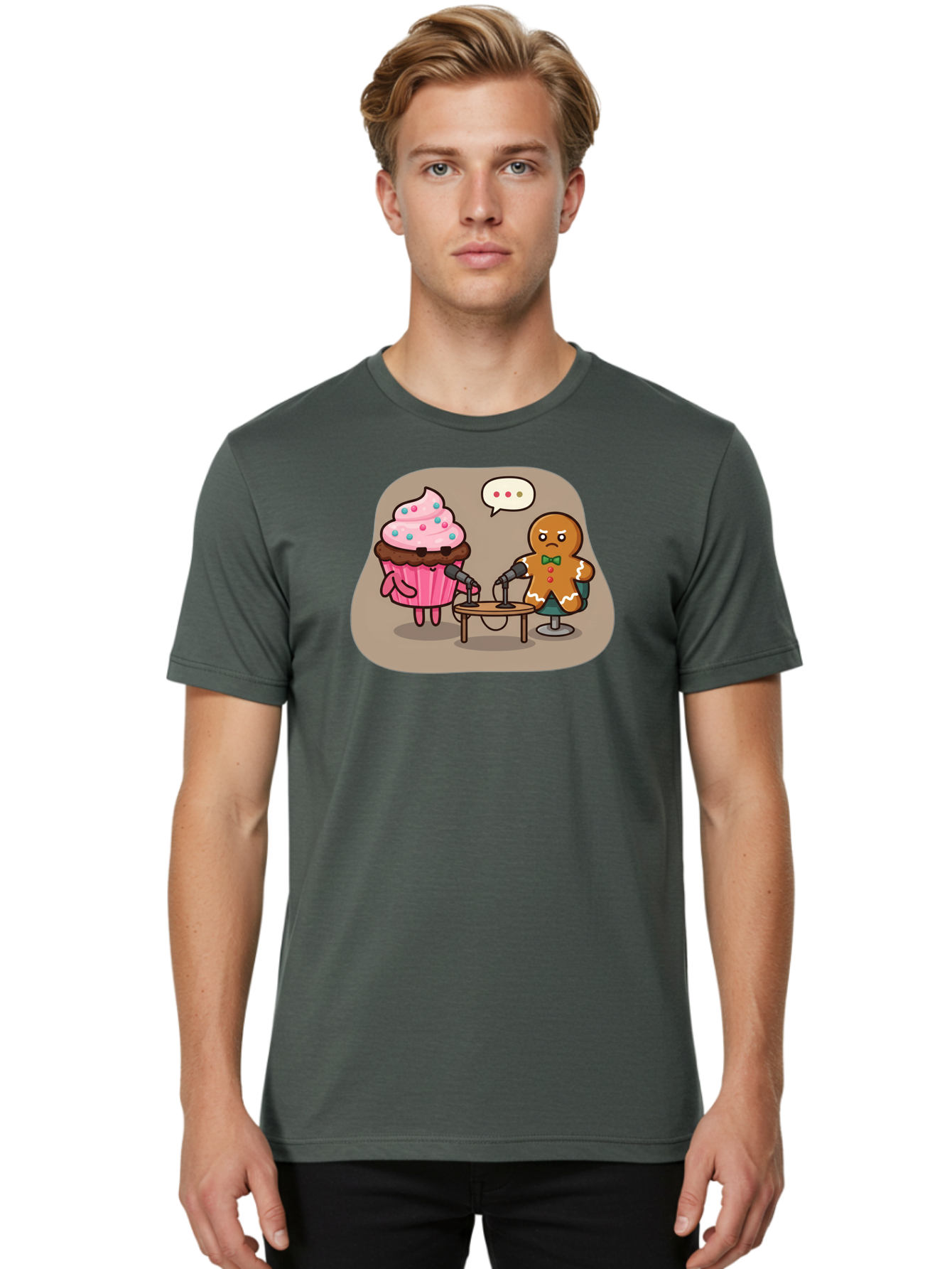 Cupcake-And-Gingerbread-Man Men'S Graphic Tee, 100% Cotton, Comfortable Casual Summer Wear, Machine Washable, Vintage Camera, Old Camera, Antique Camera, Black Camera, Classic Photography, Photography Equipment, Nostalgic Device, Film Camera, Bah845