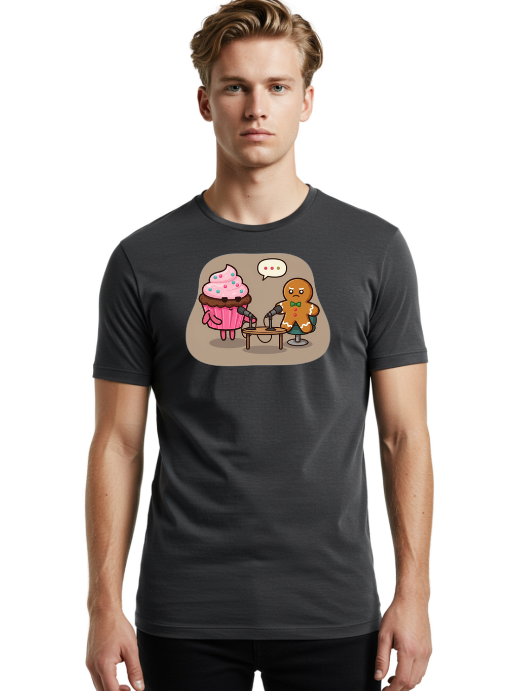 Cupcake-And-Gingerbread-Man Men'S Graphic Tee, 100% Cotton, Comfortable Casual Summer Wear, Machine Washable, Vintage Camera, Old Camera, Antique Camera, Black Camera, Classic Photography, Photography Equipment, Nostalgic Device, Film Camera, Bah845