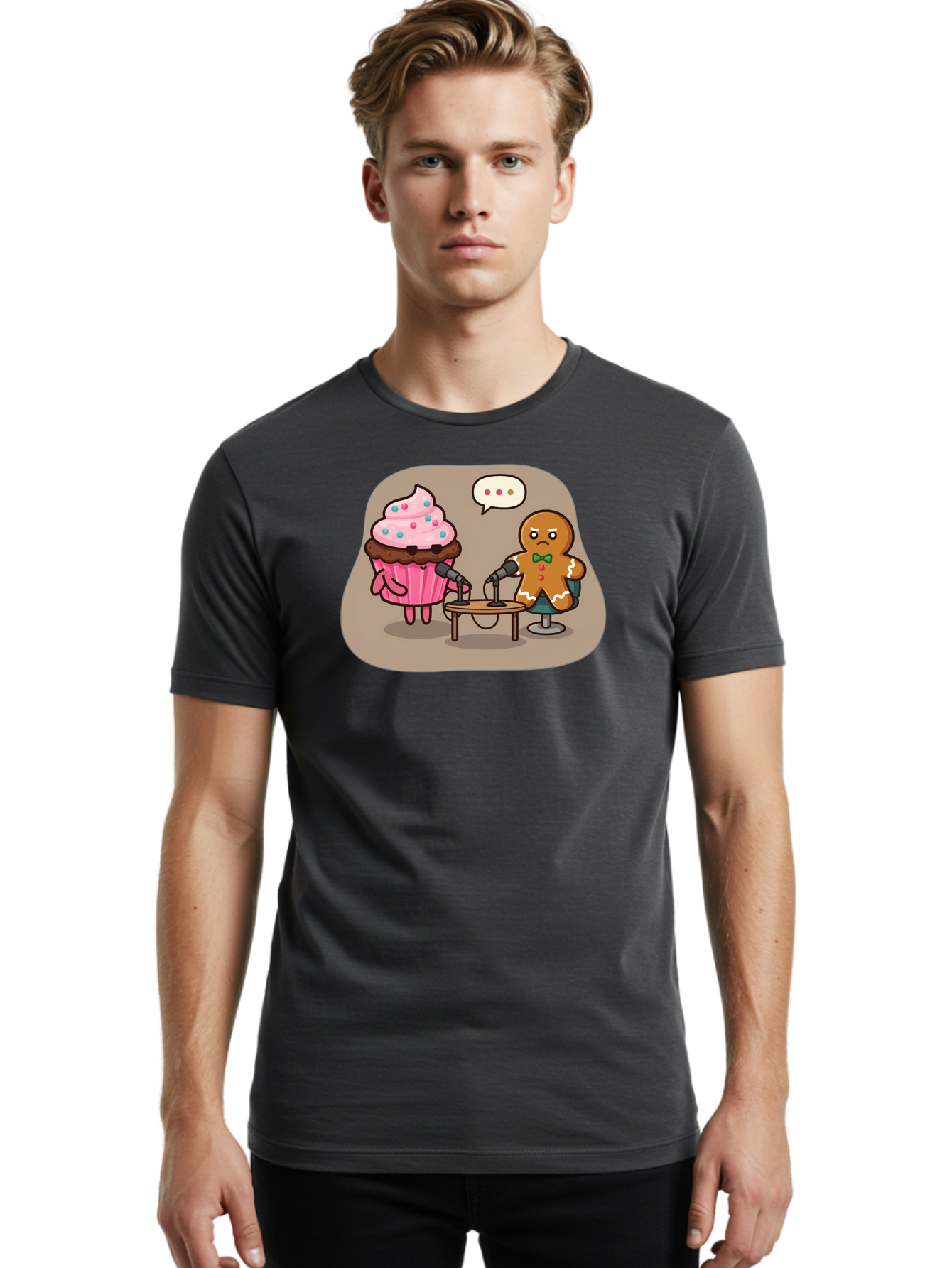 Cupcake-And-Gingerbread-Man Men'S Graphic Tee, 100% Cotton, Comfortable Casual Summer Wear, Machine Washable, Vintage Camera, Old Camera, Antique Camera, Black Camera, Classic Photography, Photography Equipment, Nostalgic Device, Film Camera, Bah845