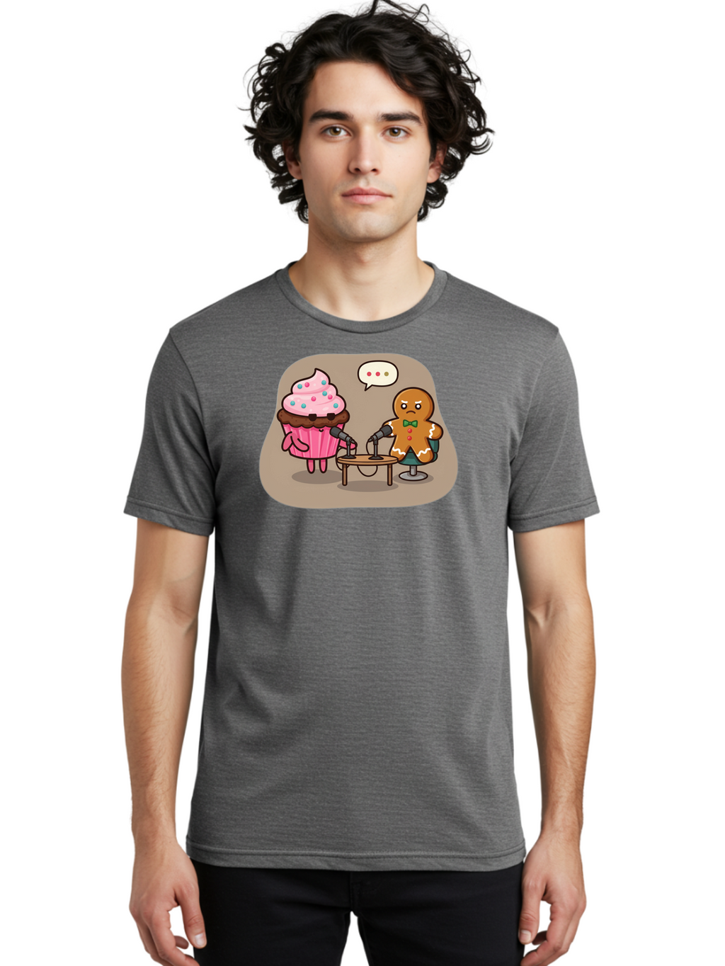 Cupcake-And-Gingerbread-Man Men'S Graphic Tee, 100% Cotton, Comfortable Casual Summer Wear, Machine Washable, Vintage Camera, Old Camera, Antique Camera, Black Camera, Classic Photography, Photography Equipment, Nostalgic Device, Film Camera, Bah845