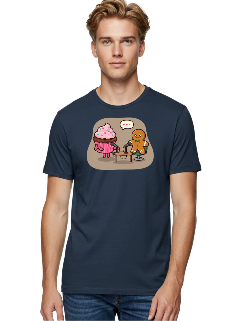 Cupcake-And-Gingerbread-Man Men'S Graphic Tee, 100% Cotton, Comfortable Casual Summer Wear, Machine Washable, Vintage Camera, Old Camera, Antique Camera, Black Camera, Classic Photography, Photography Equipment, Nostalgic Device, Film Camera, Bah845