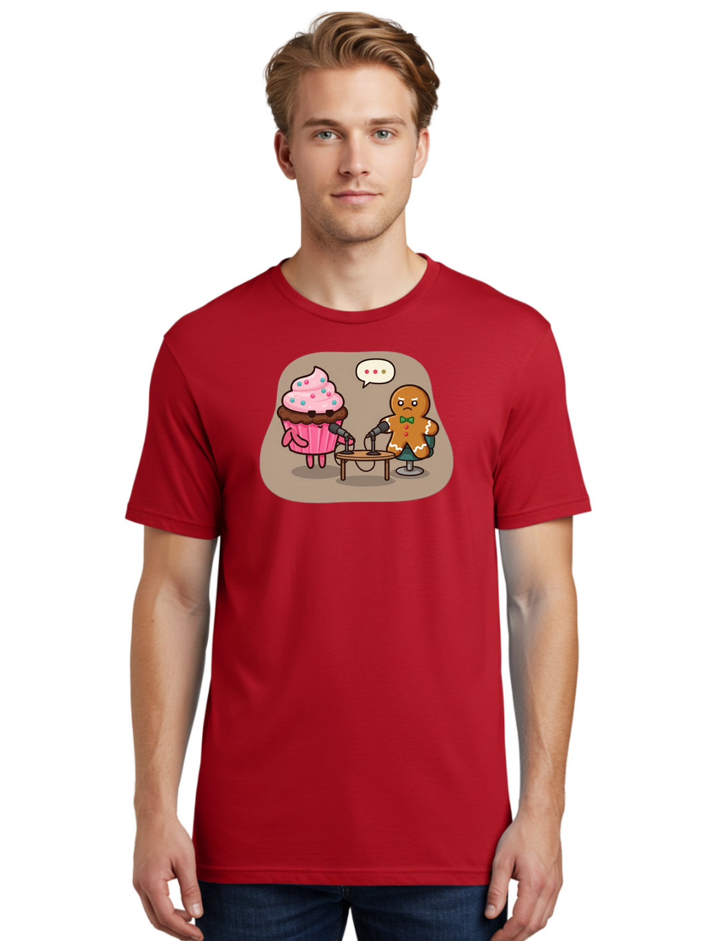 Cupcake-And-Gingerbread-Man Men'S Graphic Tee, 100% Cotton, Comfortable Casual Summer Wear, Machine Washable, Vintage Camera, Old Camera, Antique Camera, Black Camera, Classic Photography, Photography Equipment, Nostalgic Device, Film Camera, Bah845