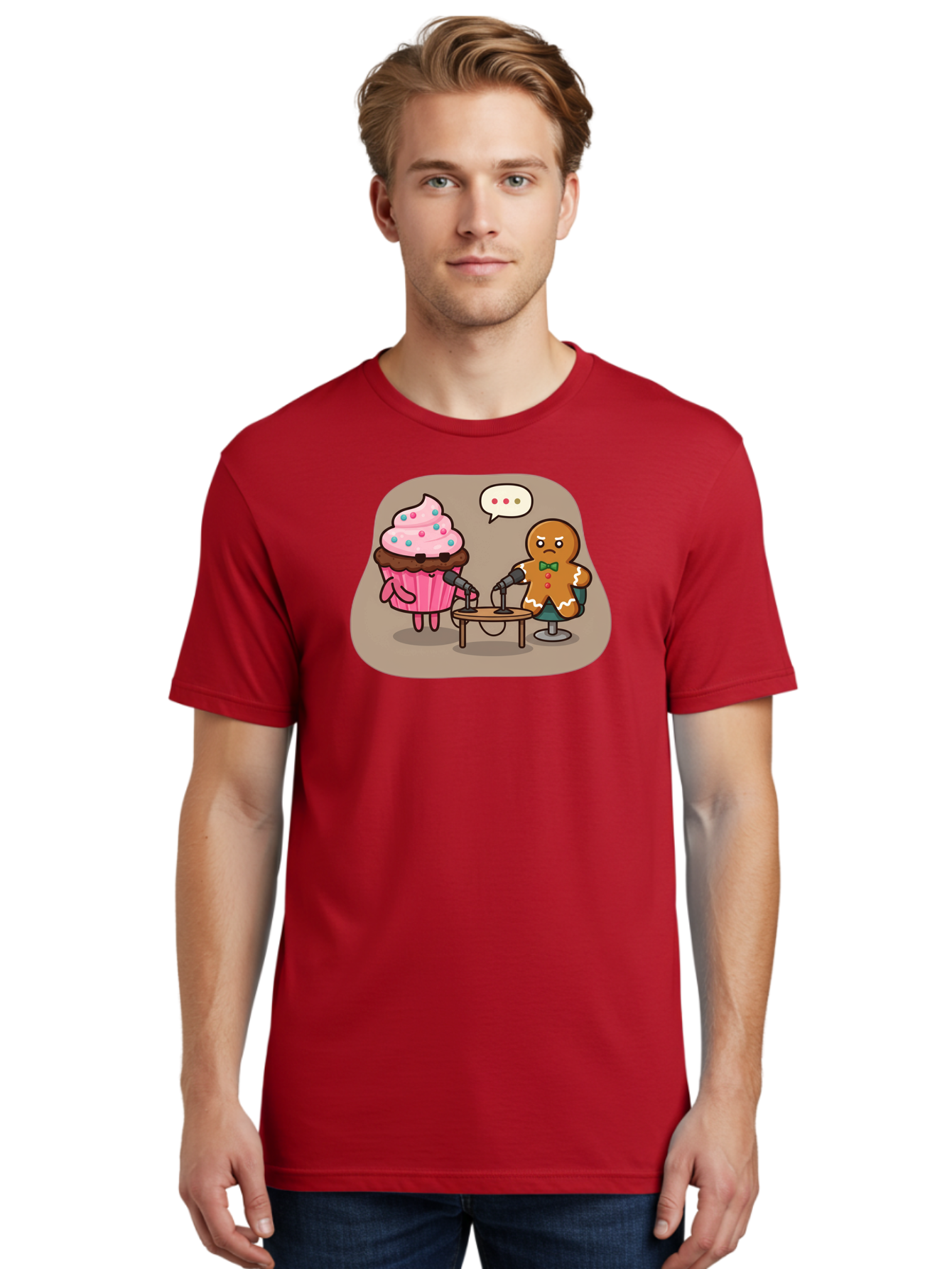 Cupcake-And-Gingerbread-Man Men'S Graphic Tee, 100% Cotton, Comfortable Casual Summer Wear, Machine Washable, Vintage Camera, Old Camera, Antique Camera, Black Camera, Classic Photography, Photography Equipment, Nostalgic Device, Film Camera, Bah845