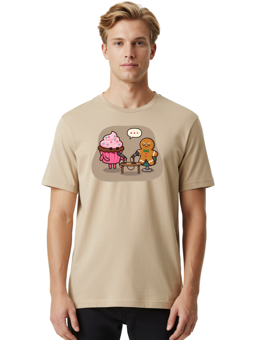 Cupcake-And-Gingerbread-Man Men'S Graphic Tee, 100% Cotton, Comfortable Casual Summer Wear, Machine Washable, Vintage Camera, Old Camera, Antique Camera, Black Camera, Classic Photography, Photography Equipment, Nostalgic Device, Film Camera, Bah845