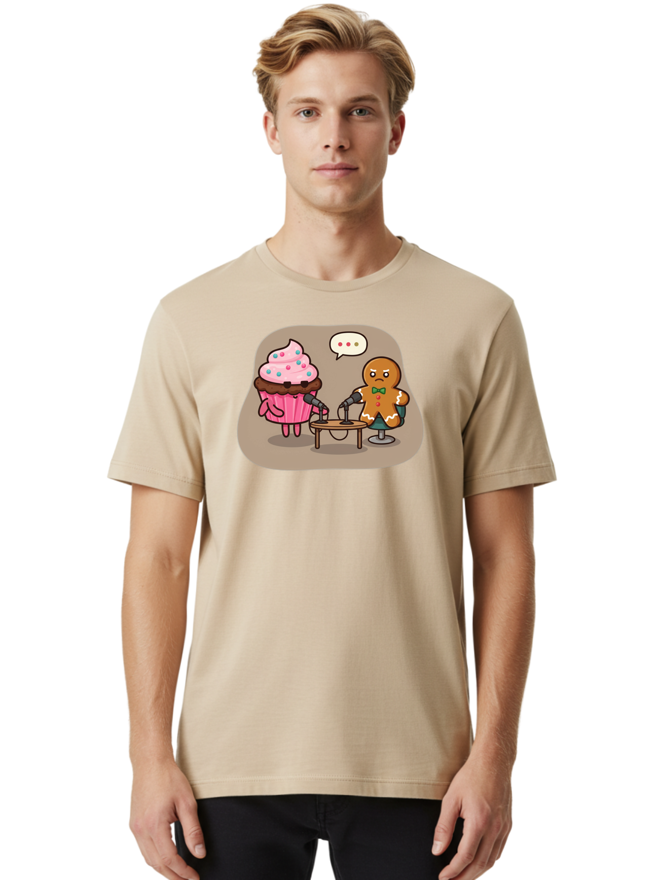 Cupcake-And-Gingerbread-Man Men'S Graphic Tee, 100% Cotton, Comfortable Casual Summer Wear, Machine Washable, Vintage Camera, Old Camera, Antique Camera, Black Camera, Classic Photography, Photography Equipment, Nostalgic Device, Film Camera, Bah845