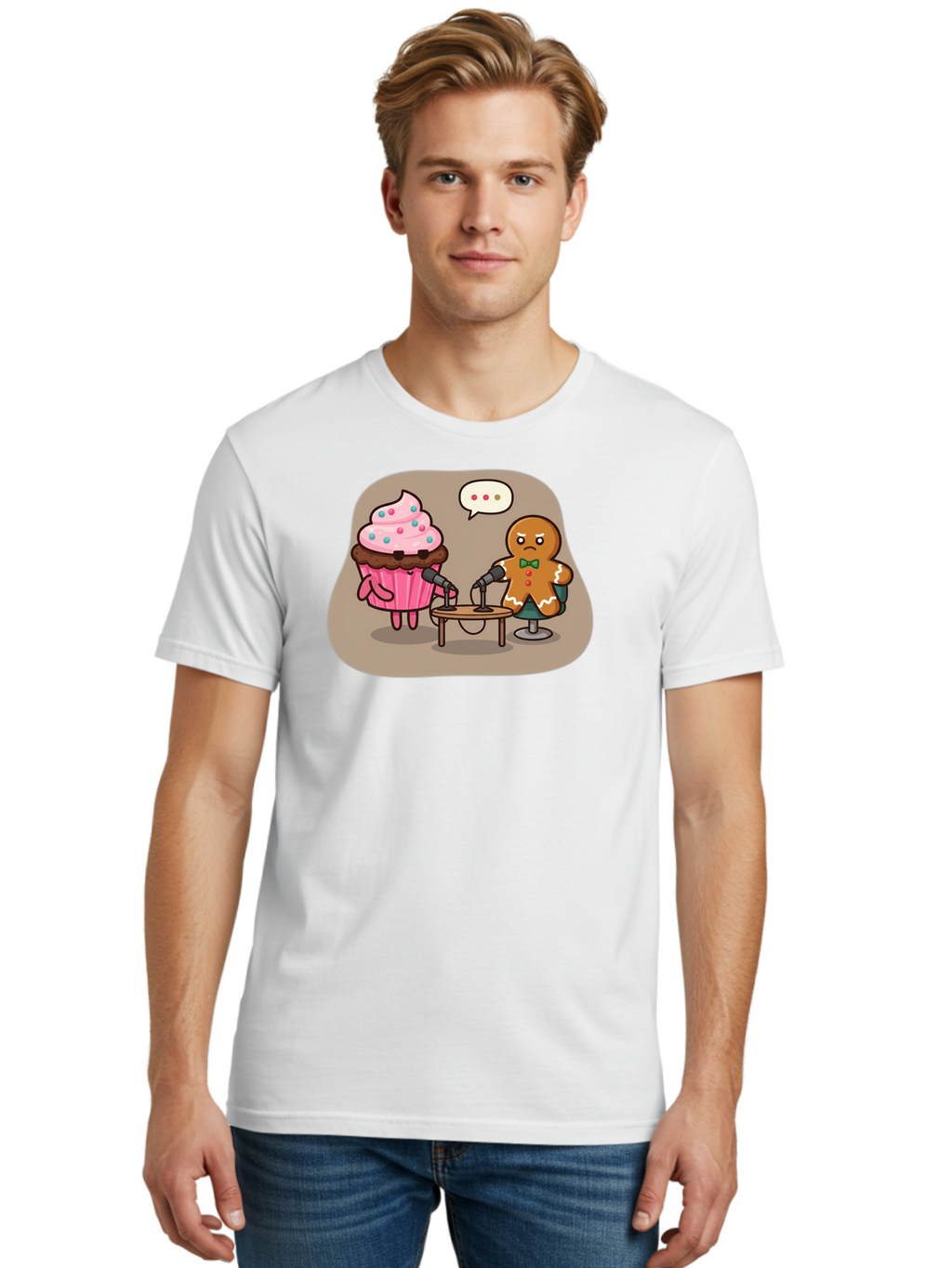 Cupcake-And-Gingerbread-Man Men'S Graphic Tee, 100% Cotton, Comfortable Casual Summer Wear, Machine Washable, Vintage Camera, Old Camera, Antique Camera, Black Camera, Classic Photography, Photography Equipment, Nostalgic Device, Film Camera, Bah845