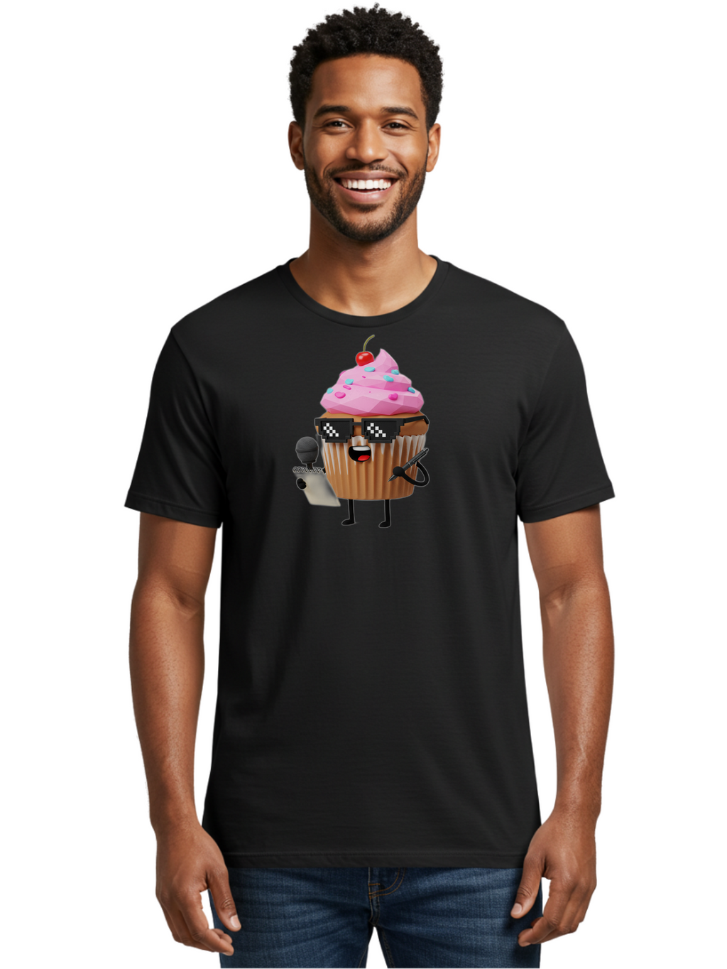 Cupcake-Dj-1 Men'S Graphic Tee, 100% Cotton, Comfortable Casual Summer Wear, Machine Washable, Vintage Camera, Old Camera, Antique Camera, Black Camera, Classic Photography, Photography Equipment, Nostalgic Device, Film Camera, Camera Art Bah851