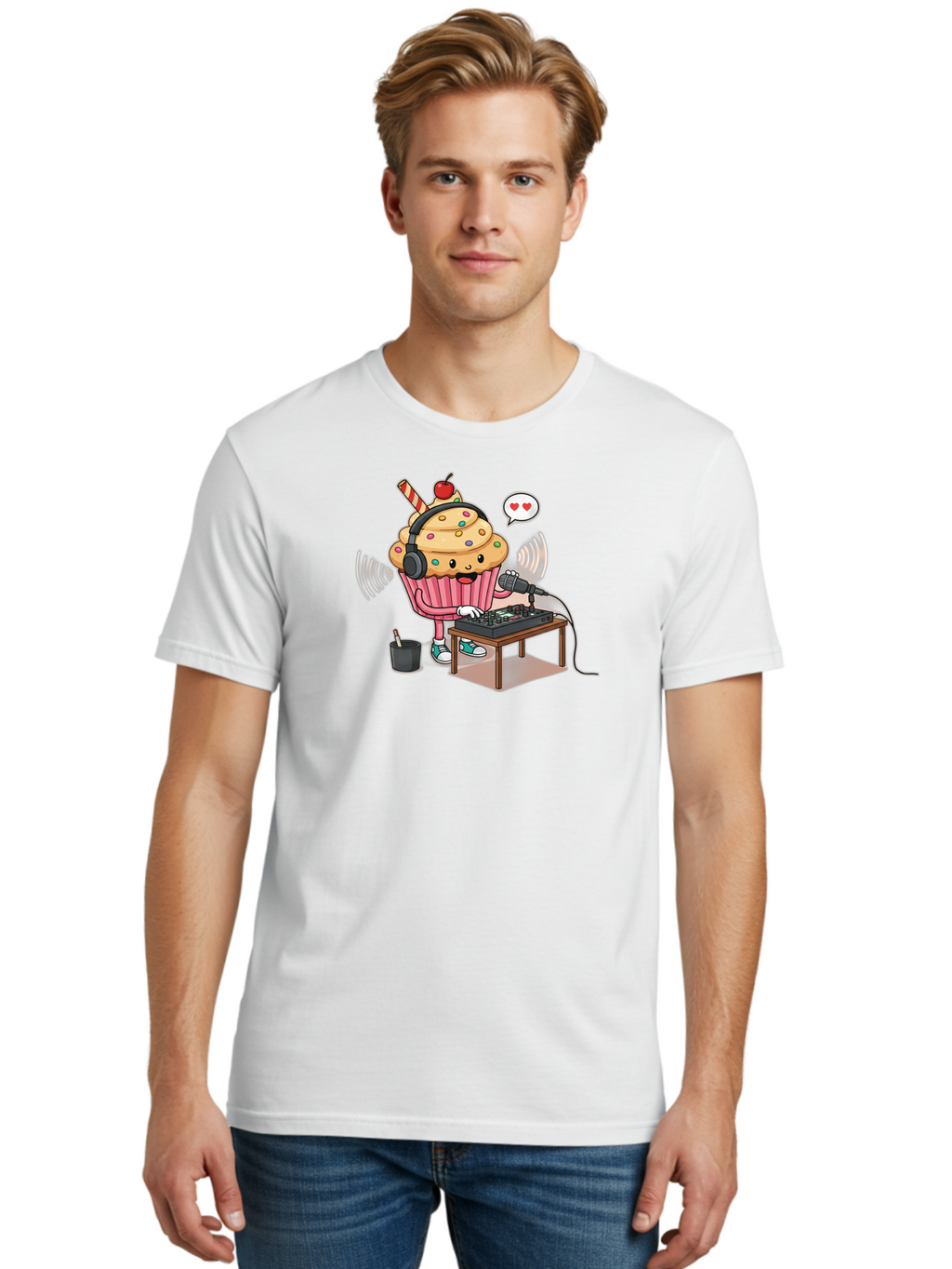 Cupcake-Dj-2 Men'S Graphic Tee, 100% Cotton, Comfortable Casual Summer Wear, Machine Washable, Vintage Camera, Old Camera, Antique Camera, Black Camera, Classic Photography, Photography Equipment, Nostalgic Device, Film Camera, Camera Art Bah852