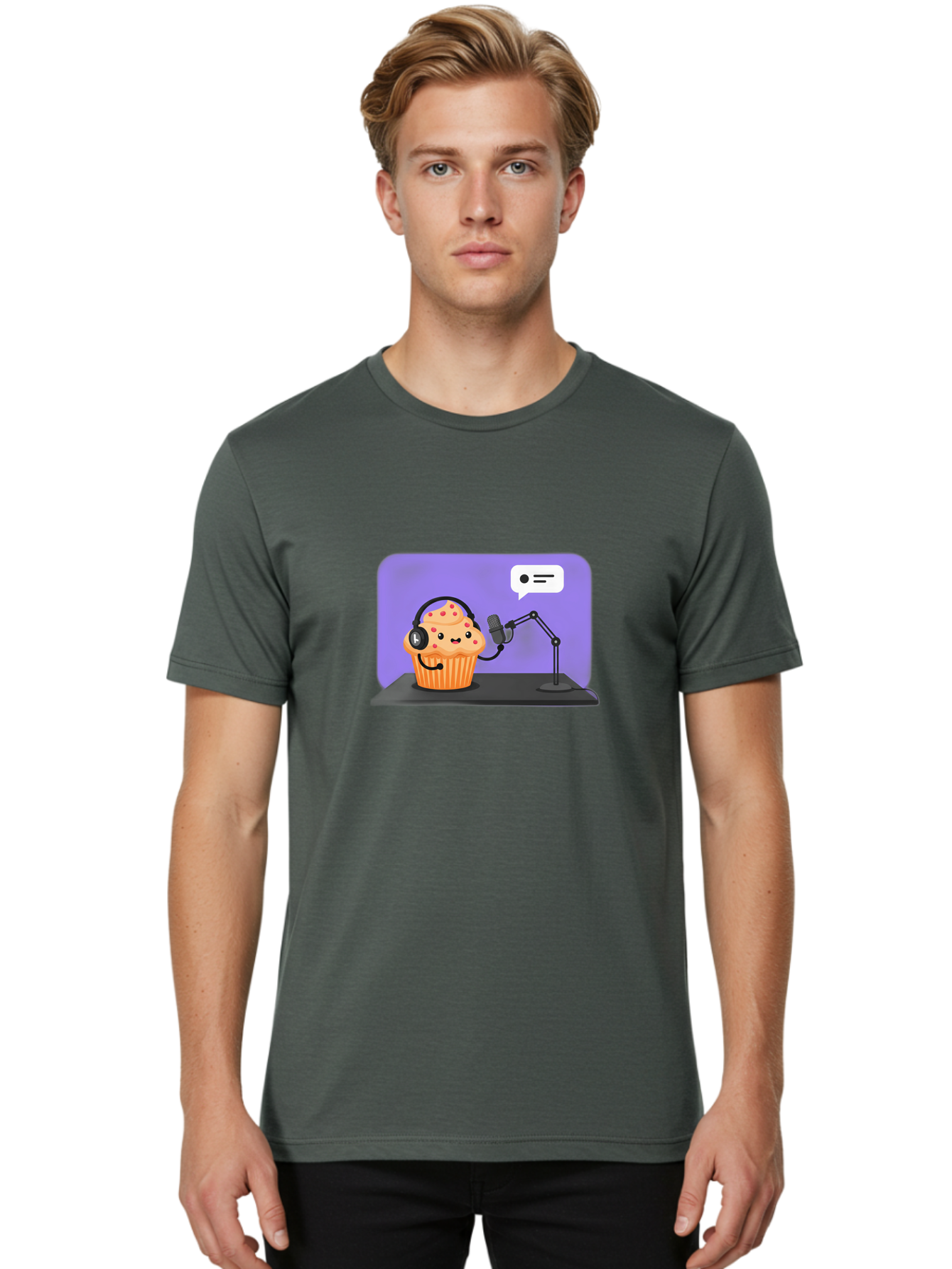 Cupcake-Podcast Men'S Graphic Tee, 100% Cotton, Comfortable Casual Summer Wear, Machine Washable, Vintage Camera, Old Camera, Antique Camera, Black Camera, Classic Photography, Photography Equipment, Nostalgic Device, Film Camera, Camera Art Bah862