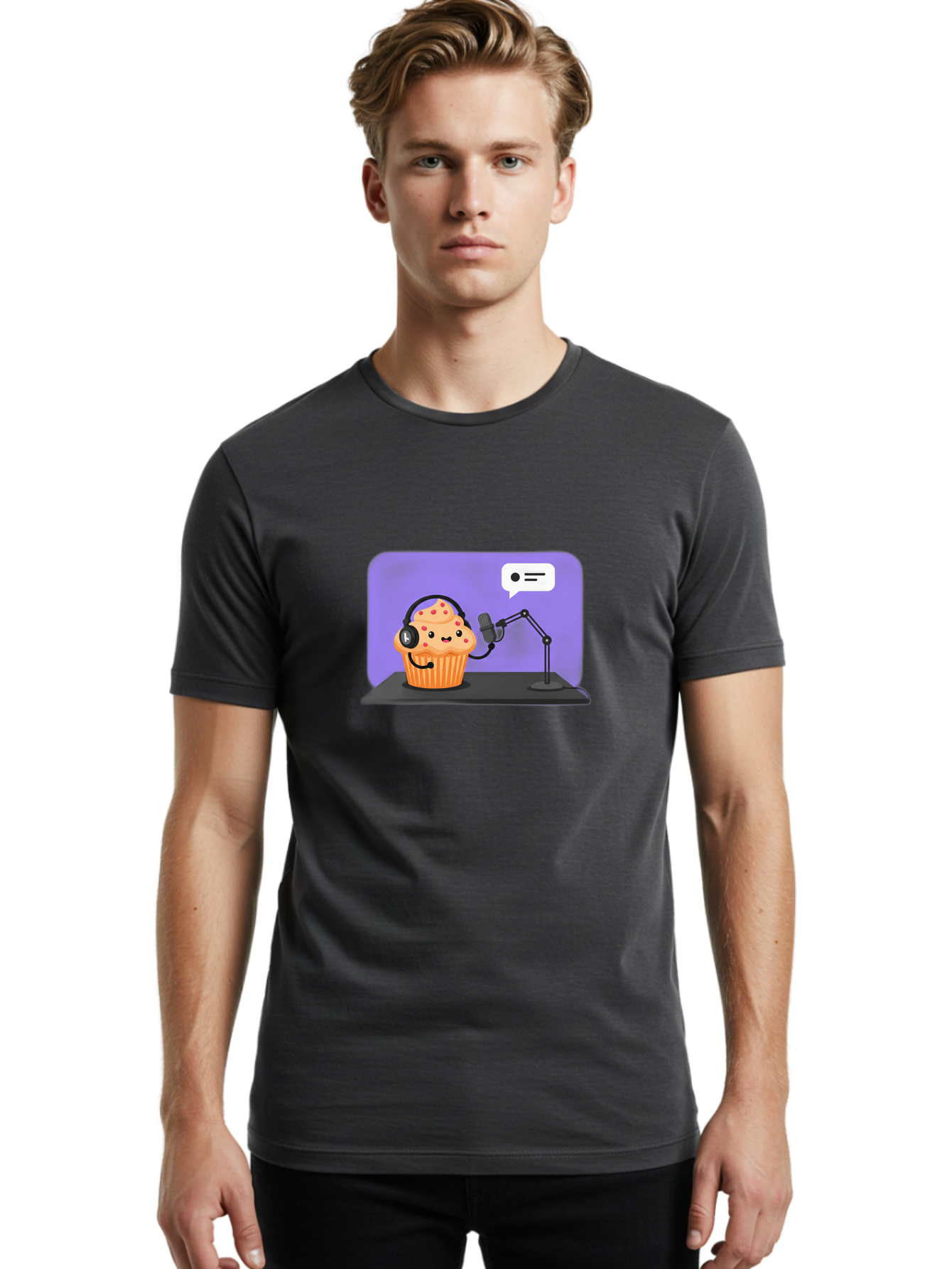 Cupcake-Podcast Men'S Graphic Tee, 100% Cotton, Comfortable Casual Summer Wear, Machine Washable, Vintage Camera, Old Camera, Antique Camera, Black Camera, Classic Photography, Photography Equipment, Nostalgic Device, Film Camera, Camera Art Bah862