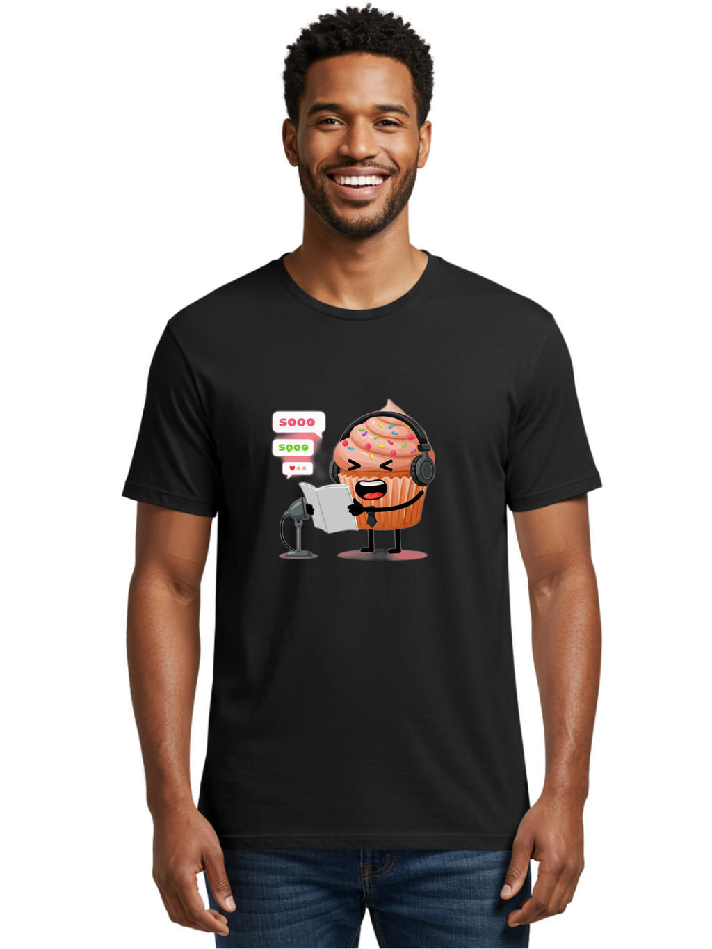 Cupcake-Podcaster Men'S Graphic Tee, 100% Cotton, Comfortable Casual Summer Wear, Machine Washable, Vintage Camera, Old Camera, Antique Camera, Black Camera, Classic Photography, Photography Equipment, Nostalgic Device, Film Camera, Camera Art Bah863