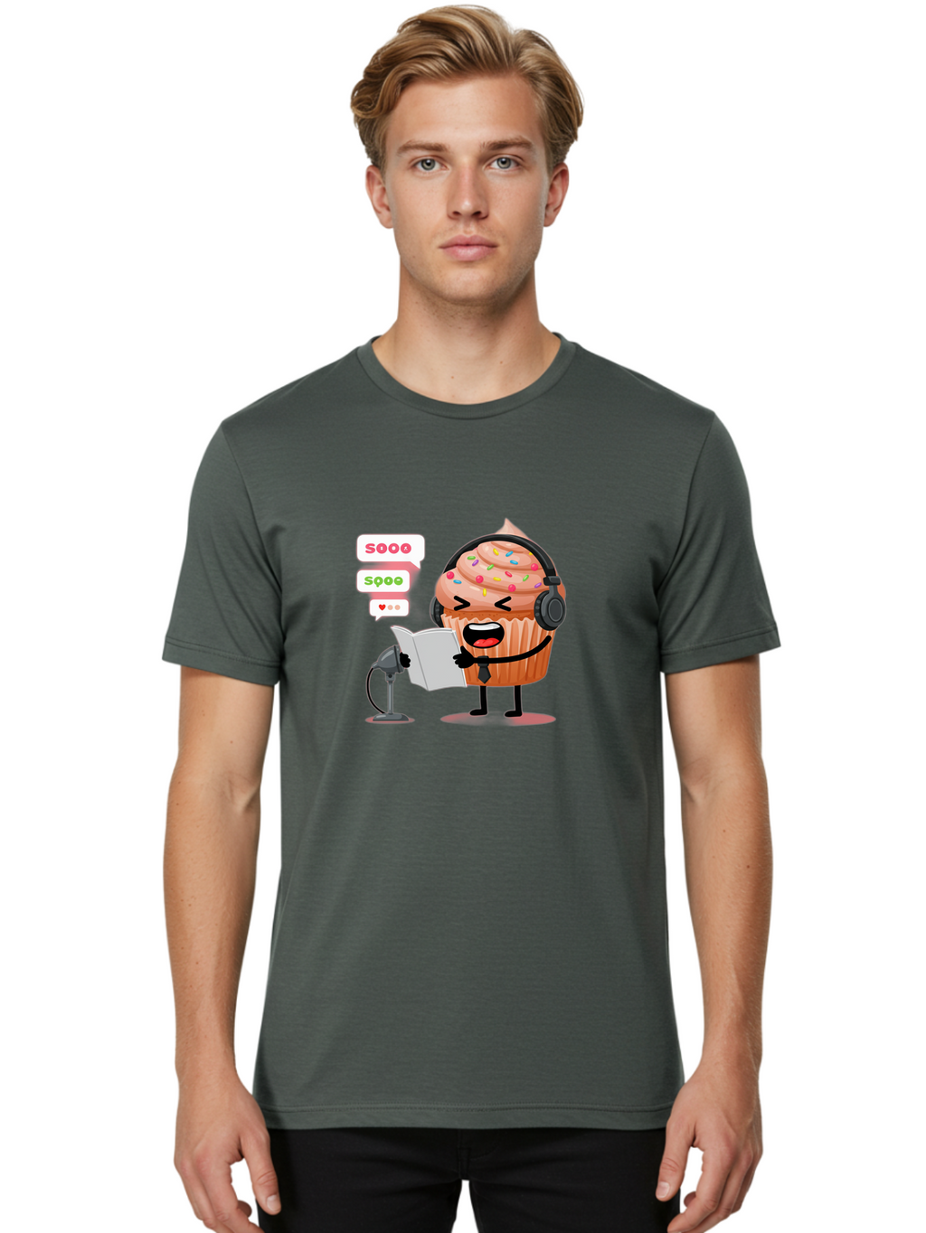 Cupcake-Podcaster Men'S Graphic Tee, 100% Cotton, Comfortable Casual Summer Wear, Machine Washable, Vintage Camera, Old Camera, Antique Camera, Black Camera, Classic Photography, Photography Equipment, Nostalgic Device, Film Camera, Camera Art Bah863