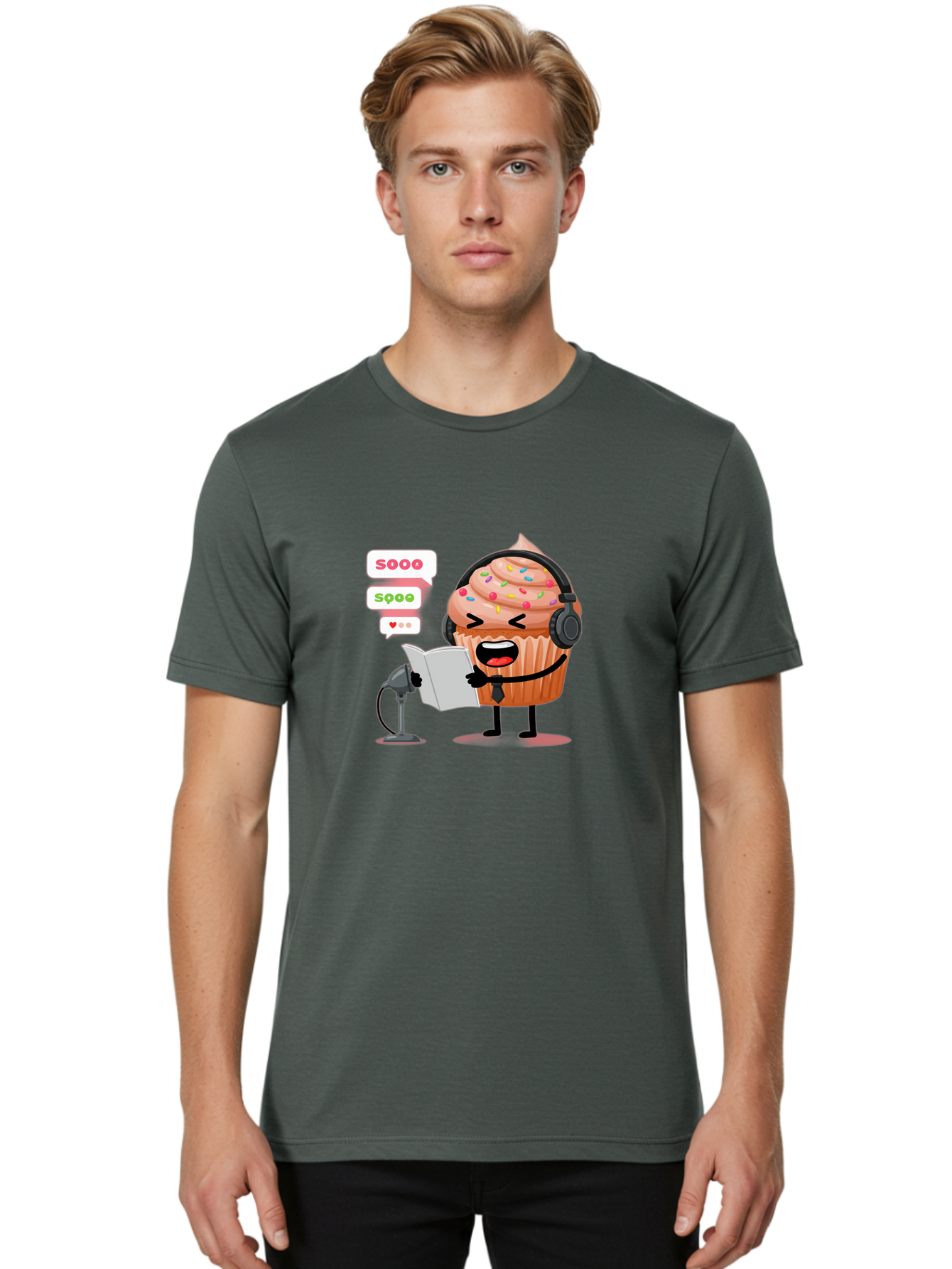 Cupcake-Podcaster Men'S Graphic Tee, 100% Cotton, Comfortable Casual Summer Wear, Machine Washable, Vintage Camera, Old Camera, Antique Camera, Black Camera, Classic Photography, Photography Equipment, Nostalgic Device, Film Camera, Camera Art Bah863