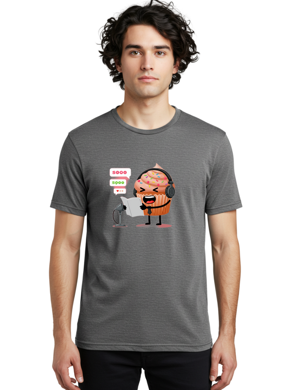 Cupcake-Podcaster Men'S Graphic Tee, 100% Cotton, Comfortable Casual Summer Wear, Machine Washable, Vintage Camera, Old Camera, Antique Camera, Black Camera, Classic Photography, Photography Equipment, Nostalgic Device, Film Camera, Camera Art Bah863
