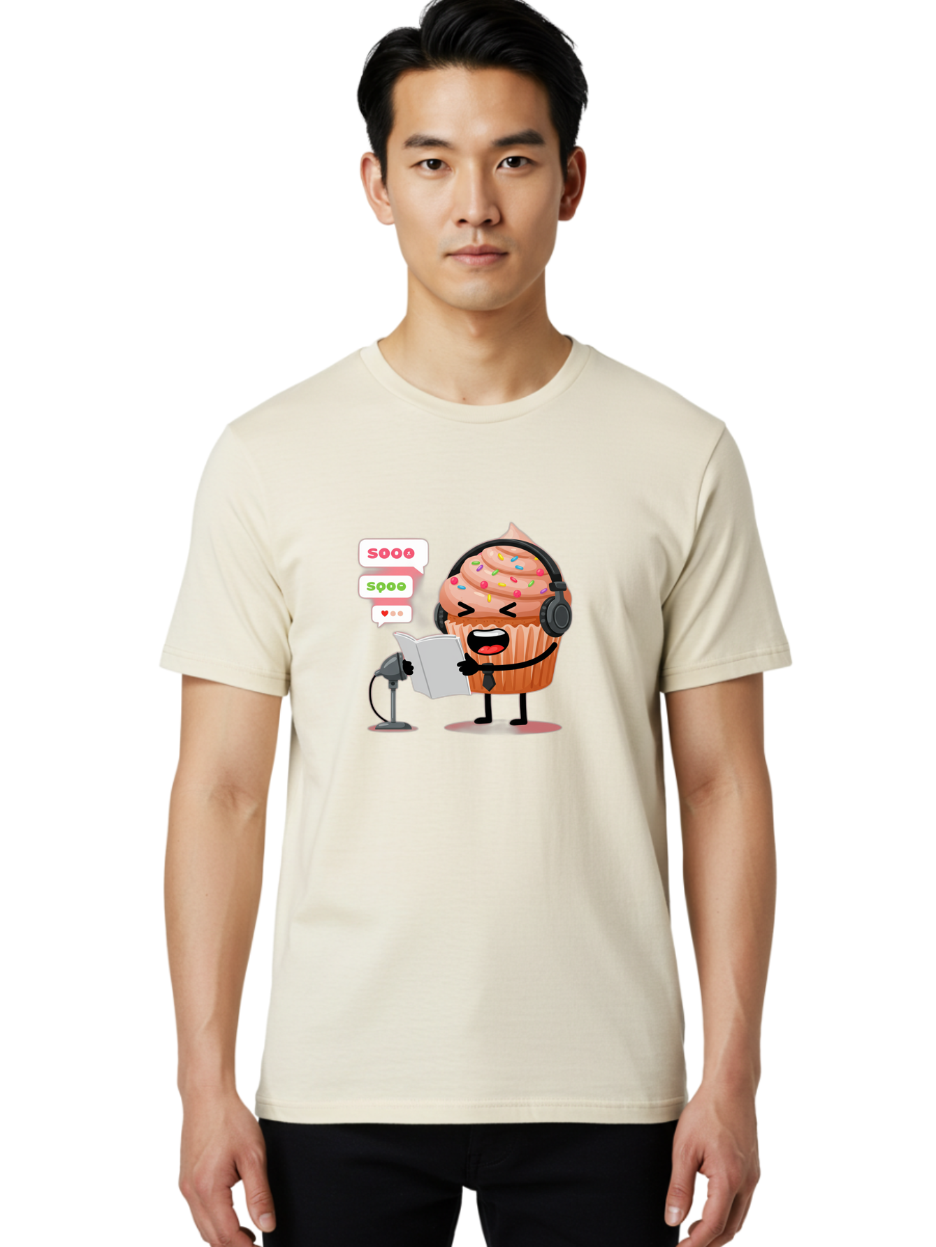 Cupcake-Podcaster Men'S Graphic Tee, 100% Cotton, Comfortable Casual Summer Wear, Machine Washable, Vintage Camera, Old Camera, Antique Camera, Black Camera, Classic Photography, Photography Equipment, Nostalgic Device, Film Camera, Camera Art Bah863