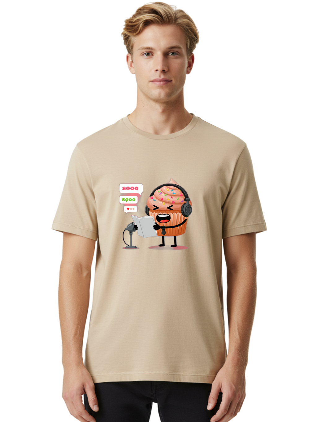 Cupcake-Podcaster Men'S Graphic Tee, 100% Cotton, Comfortable Casual Summer Wear, Machine Washable, Vintage Camera, Old Camera, Antique Camera, Black Camera, Classic Photography, Photography Equipment, Nostalgic Device, Film Camera, Camera Art Bah863