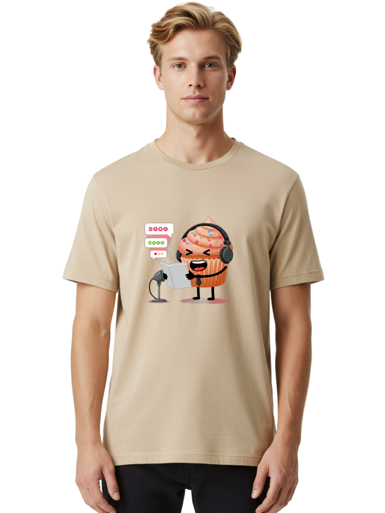 Cupcake-Podcaster Men'S Graphic Tee, 100% Cotton, Comfortable Casual Summer Wear, Machine Washable, Vintage Camera, Old Camera, Antique Camera, Black Camera, Classic Photography, Photography Equipment, Nostalgic Device, Film Camera, Camera Art Bah863
