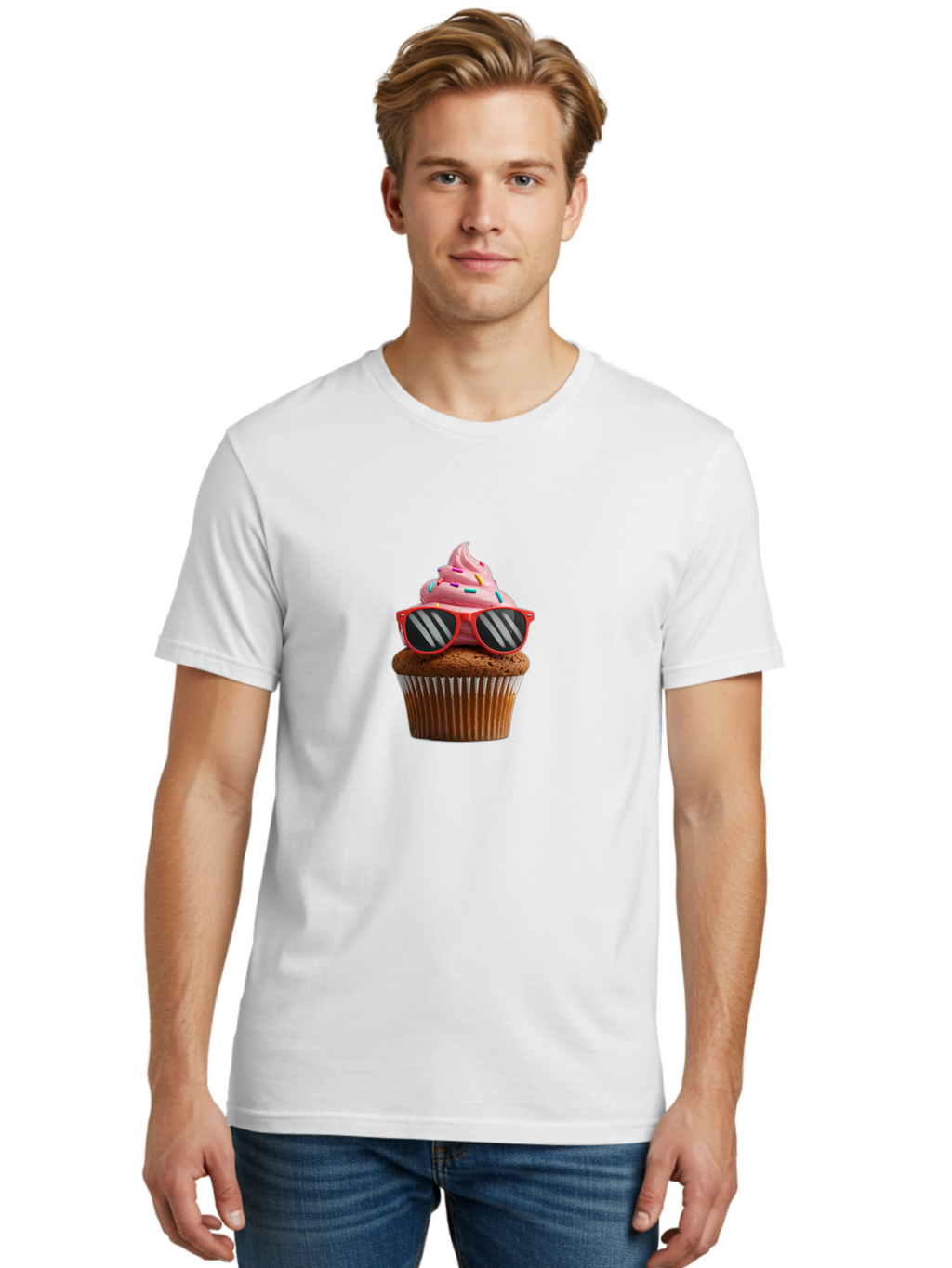 Cupcake-Wearing-Sunglasses Men'S Graphic Tee, 100% Cotton, Comfortable Casual Summer Wear, Machine Washable, Vintage Camera, Old Camera, Antique Camera, Black Camera, Classic Photography, Photography Equipment, Nostalgic Device, Film Camera, Bah865