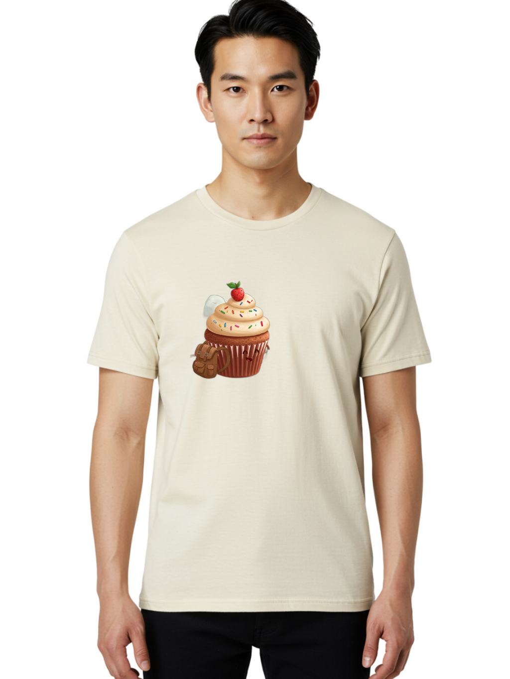 Cupcake-With-Backpack Men'S Graphic Tee, 100% Cotton, Comfortable Casual Summer Wear, Machine Washable, Vintage Camera, Old Camera, Antique Camera, Black Camera, Classic Photography, Photography Equipment, Nostalgic Device, Film Camera, Bah866