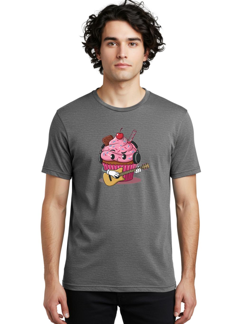 Cupcake-With-Guitar Men'S Graphic Tee, 100% Cotton, Comfortable Casual Summer Wear, Machine Washable, Vintage Camera, Old Camera, Antique Camera, Black Camera, Classic Photography, Photography Equipment, Nostalgic Device, Film Camera, Bah867