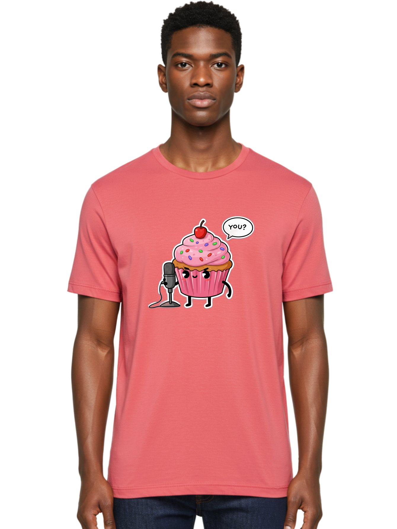 Cupcake-With-Microphone Men'S Graphic Tee, 100% Cotton, Comfortable Casual Summer Wear, Machine Washable, Vintage Camera, Old Camera, Antique Camera, Black Camera, Classic Photography, Photography Equipment, Nostalgic Device, Film Camera, Bah871