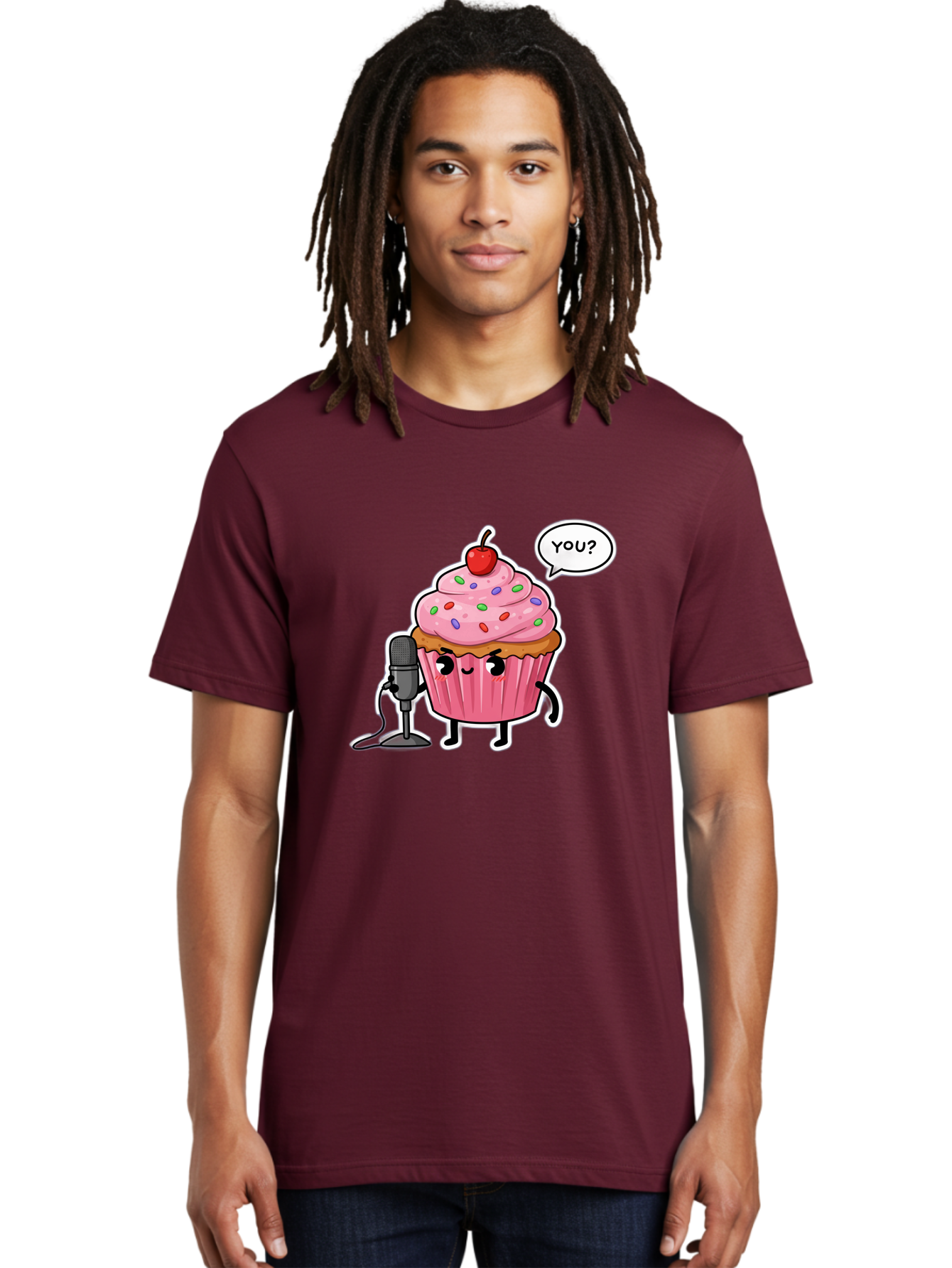 Cupcake-With-Microphone Men'S Graphic Tee, 100% Cotton, Comfortable Casual Summer Wear, Machine Washable, Vintage Camera, Old Camera, Antique Camera, Black Camera, Classic Photography, Photography Equipment, Nostalgic Device, Film Camera, Bah871