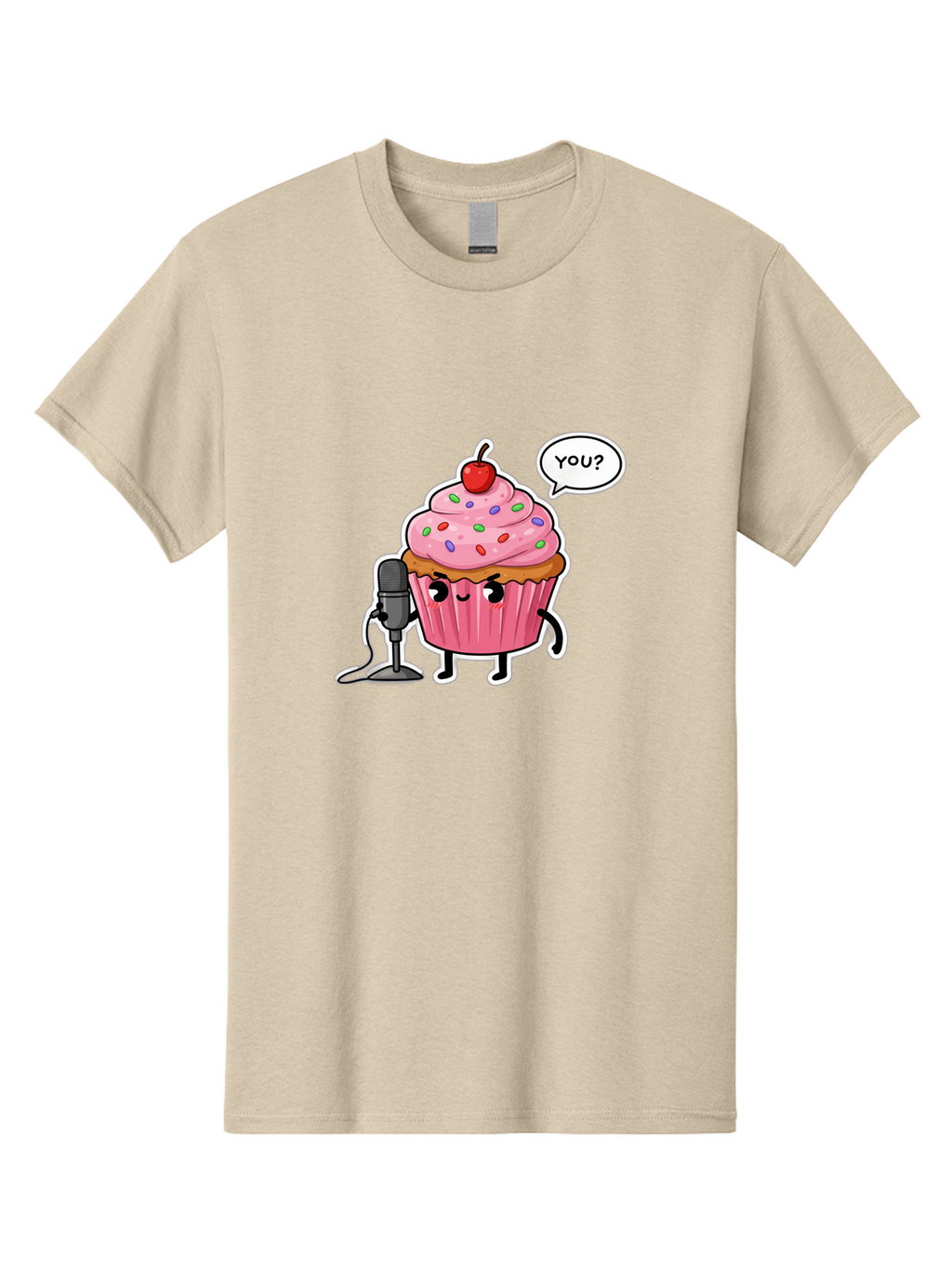 Cupcake-With-Microphone Men'S Graphic Tee, 100% Cotton, Comfortable Casual Summer Wear, Machine Washable, Vintage Camera, Old Camera, Antique Camera, Black Camera, Classic Photography, Photography Equipment, Nostalgic Device, Film Camera, Bah871