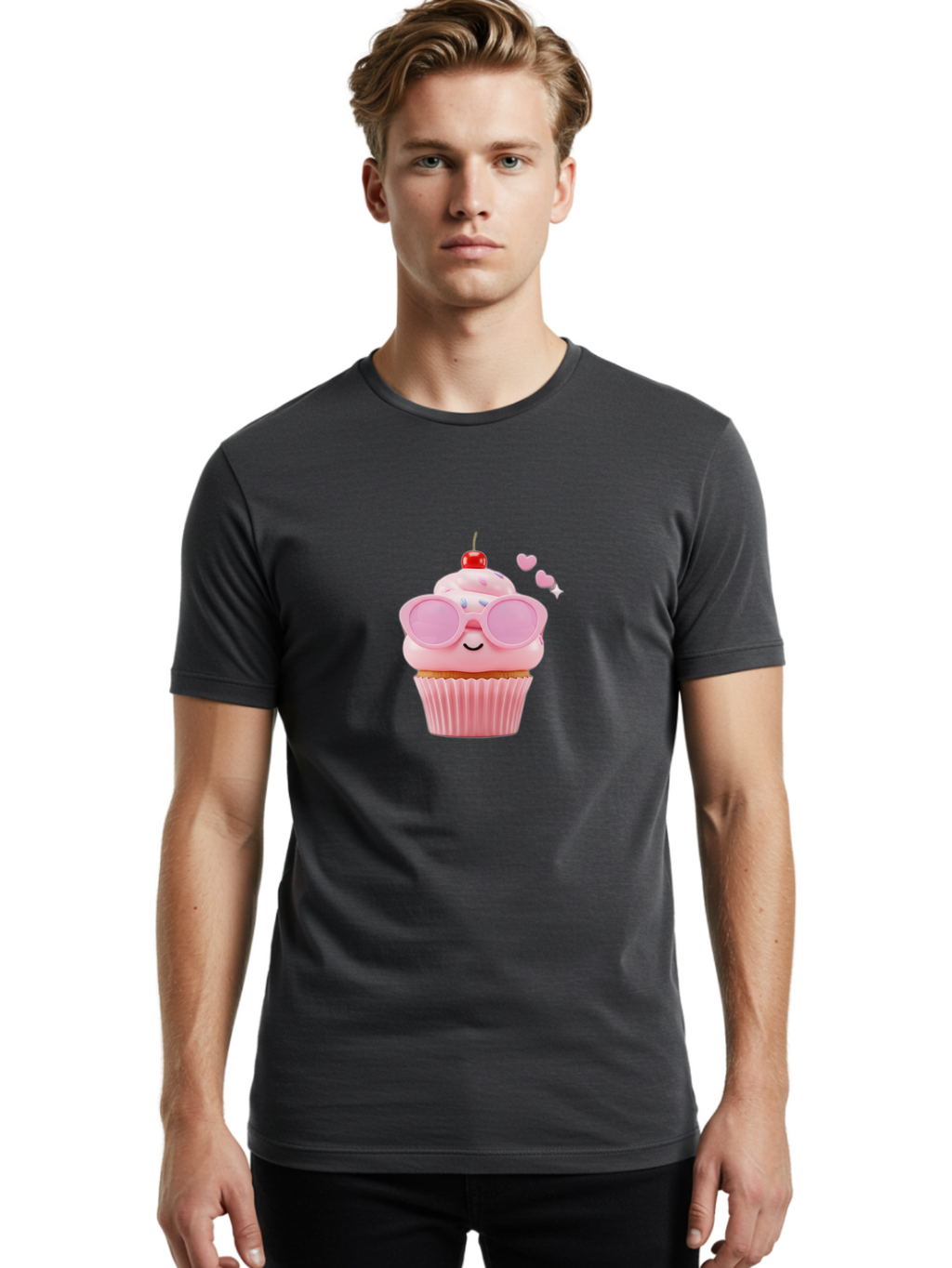Cupcake-With-Sunglasses-2 Men'S Graphic Tee, 100% Cotton, Comfortable Casual Summer Wear, Machine Washable, Vintage Camera, Old Camera, Antique Camera, Black Camera, Classic Photography, Photography Equipment, Nostalgic Device, Film Camera, Bah873