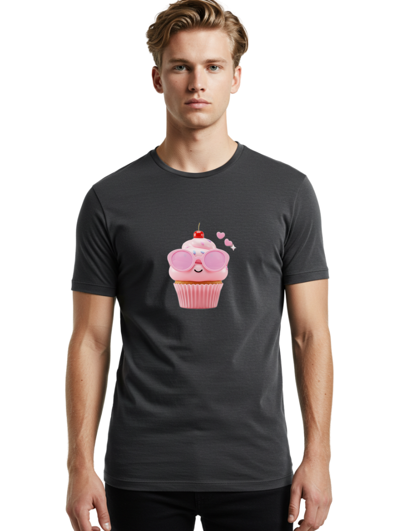 Cupcake-With-Sunglasses-2 Men'S Graphic Tee, 100% Cotton, Comfortable Casual Summer Wear, Machine Washable, Vintage Camera, Old Camera, Antique Camera, Black Camera, Classic Photography, Photography Equipment, Nostalgic Device, Film Camera, Bah873