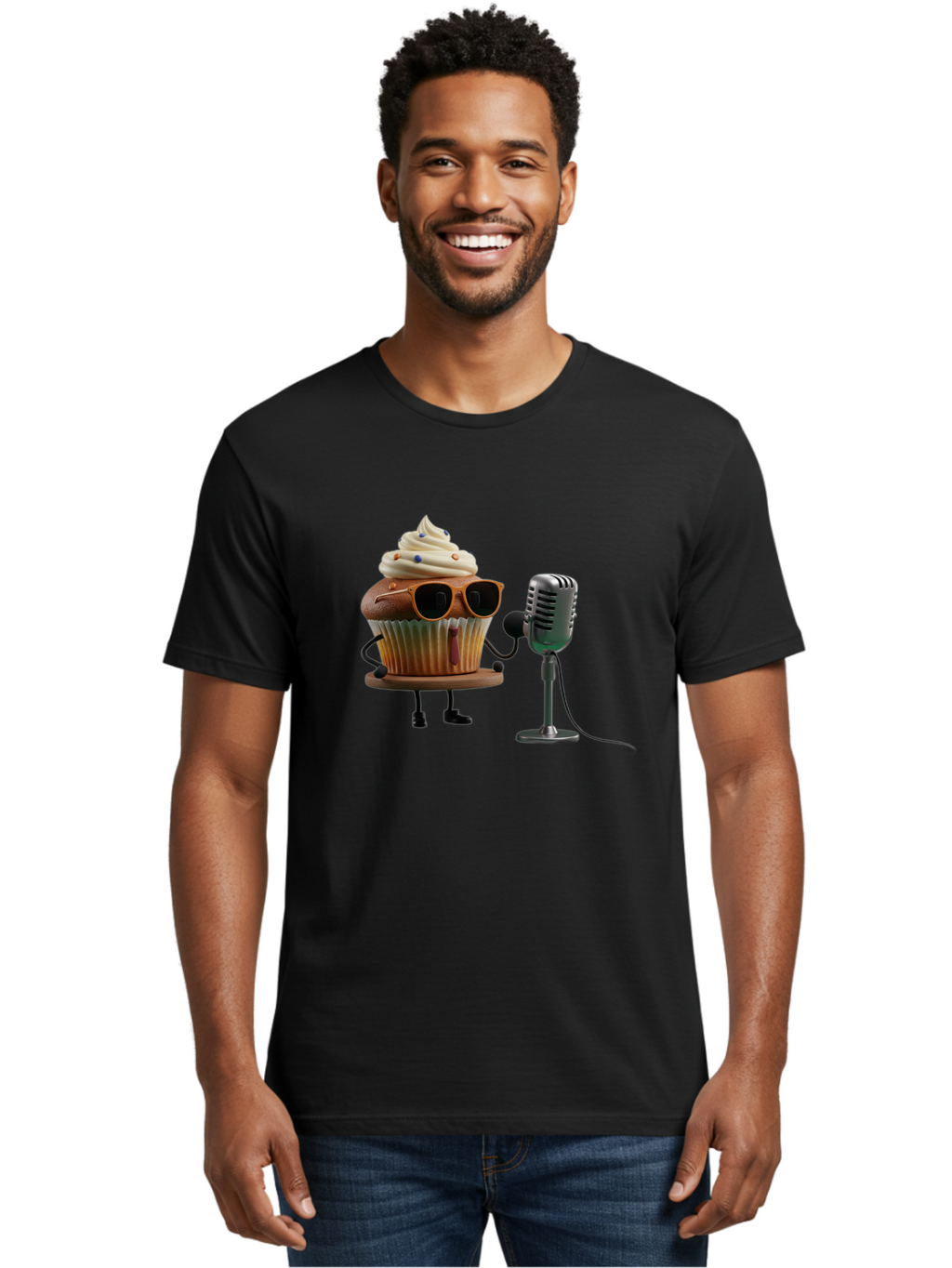Cupcake-With-Sunglasses Men'S Graphic Tee, 100% Cotton, Comfortable Casual Summer Wear, Machine Washable, Vintage Camera, Old Camera, Antique Camera, Black Camera, Classic Photography, Photography Equipment, Nostalgic Device, Film Camera, Bah878