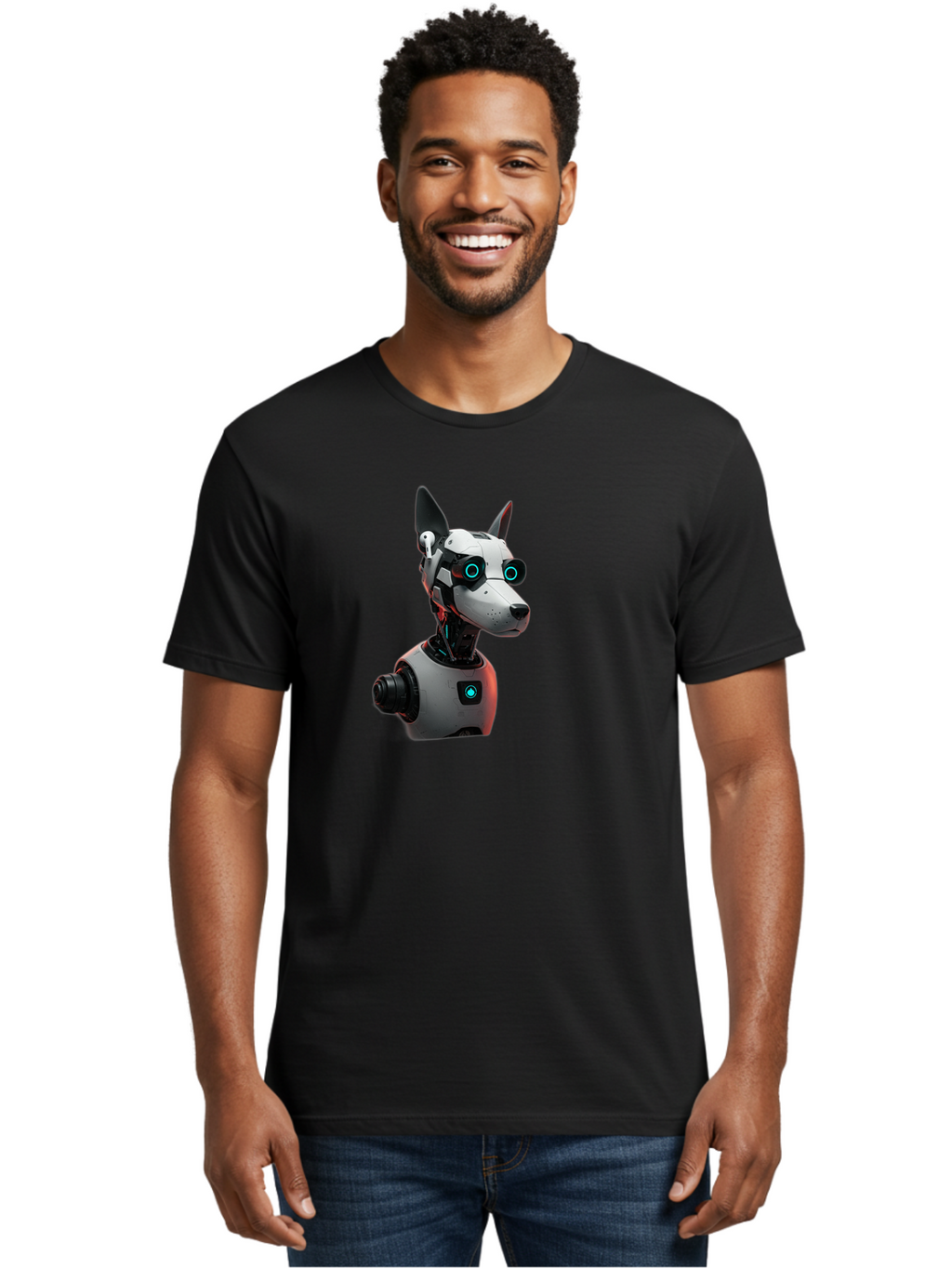 Cybernetic-Dog-Head Men'S Graphic Tee, 100% Cotton, Comfortable Casual Summer Wear, Machine Washable, Vintage Camera, Old Camera, Antique Camera, Black Camera, Classic Photography, Photography Equipment, Nostalgic Device, Film Camera, Bah887
