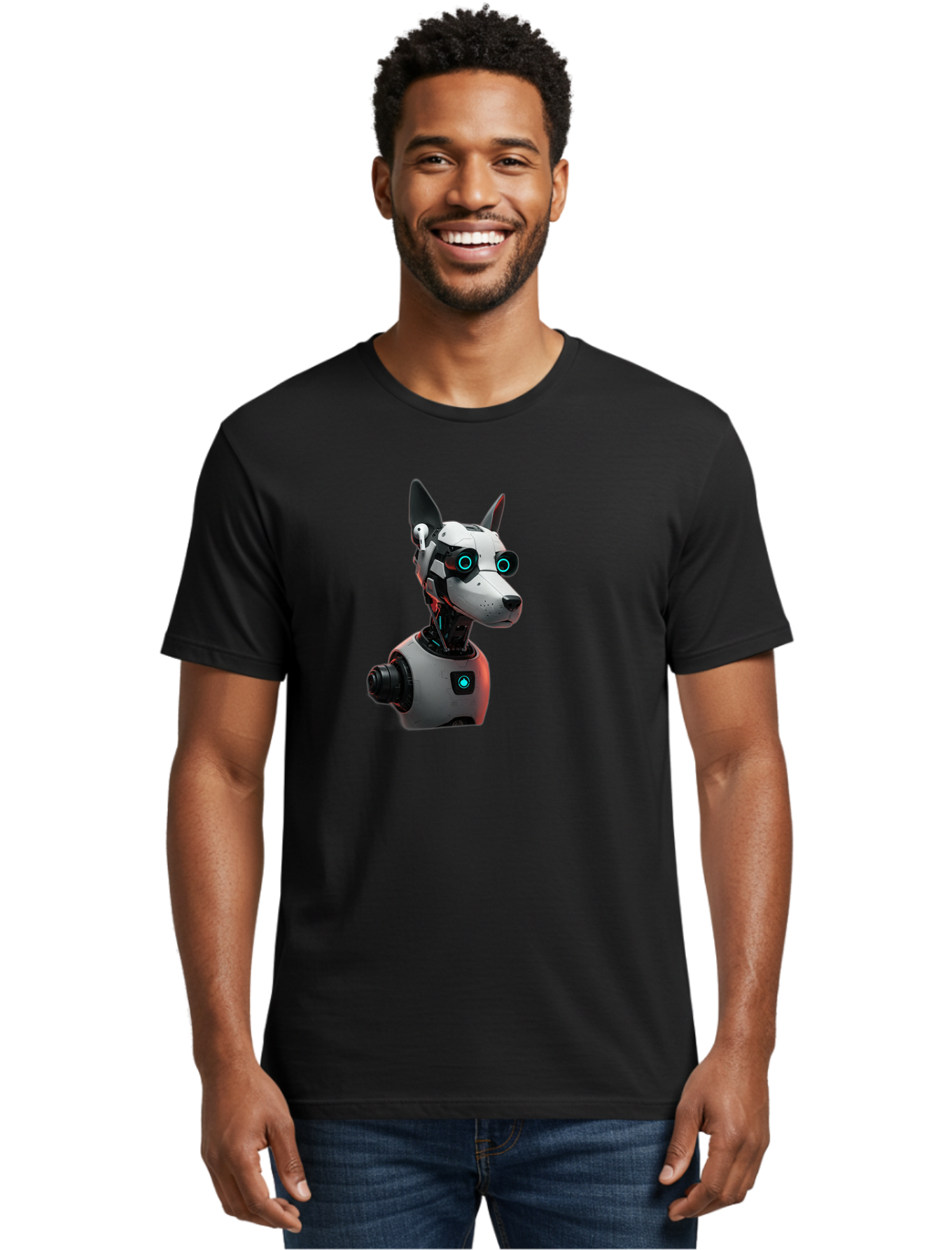 Cybernetic-Dog-Head Men'S Graphic Tee, 100% Cotton, Comfortable Casual Summer Wear, Machine Washable, Vintage Camera, Old Camera, Antique Camera, Black Camera, Classic Photography, Photography Equipment, Nostalgic Device, Film Camera, Bah887