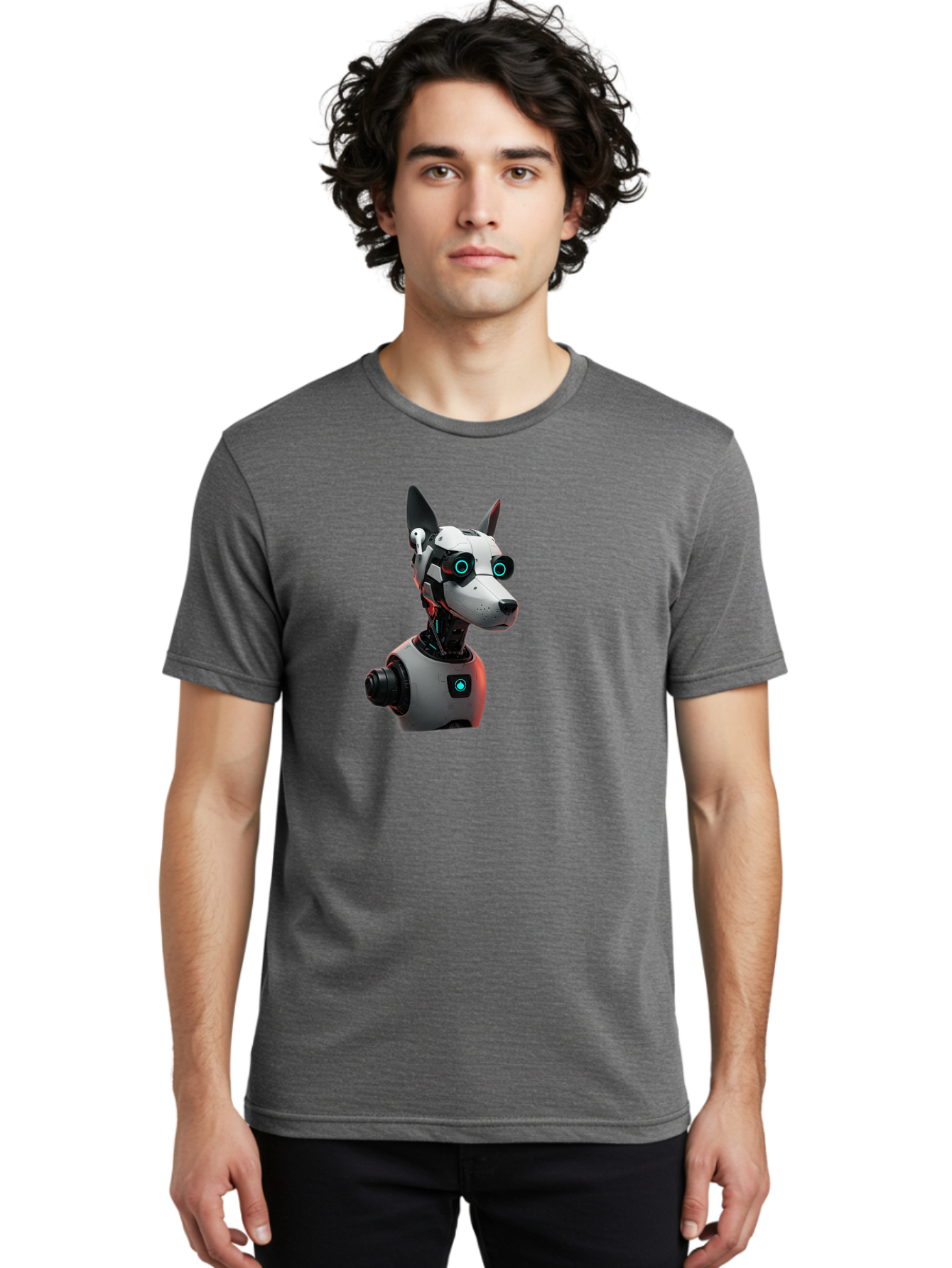 Cybernetic-Dog-Head Men'S Graphic Tee, 100% Cotton, Comfortable Casual Summer Wear, Machine Washable, Vintage Camera, Old Camera, Antique Camera, Black Camera, Classic Photography, Photography Equipment, Nostalgic Device, Film Camera, Bah887