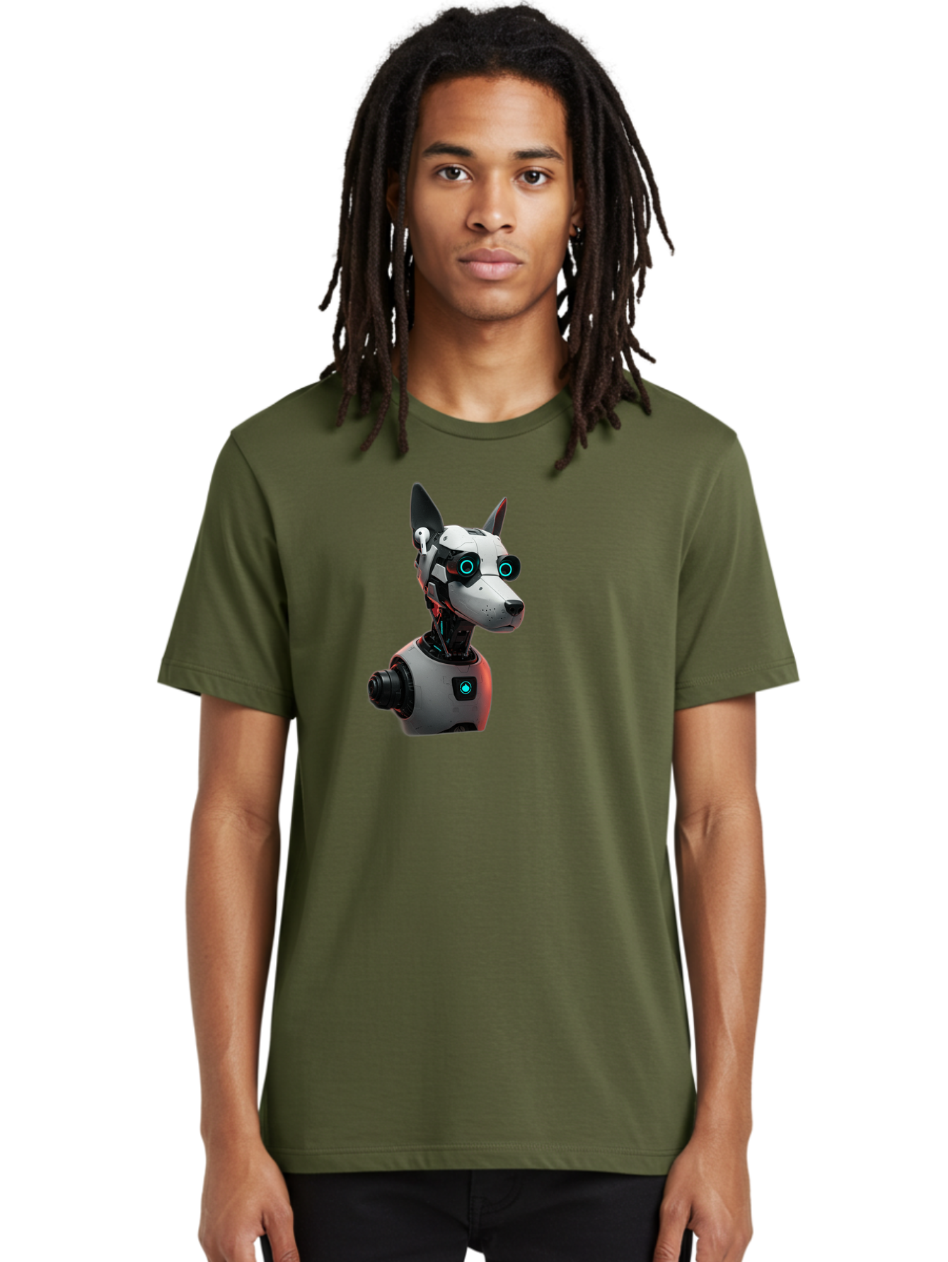 Cybernetic-Dog-Head Men'S Graphic Tee, 100% Cotton, Comfortable Casual Summer Wear, Machine Washable, Vintage Camera, Old Camera, Antique Camera, Black Camera, Classic Photography, Photography Equipment, Nostalgic Device, Film Camera, Bah887