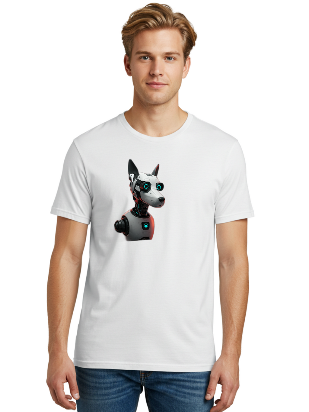 Cybernetic-Dog-Head Men'S Graphic Tee, 100% Cotton, Comfortable Casual Summer Wear, Machine Washable, Vintage Camera, Old Camera, Antique Camera, Black Camera, Classic Photography, Photography Equipment, Nostalgic Device, Film Camera, Bah887