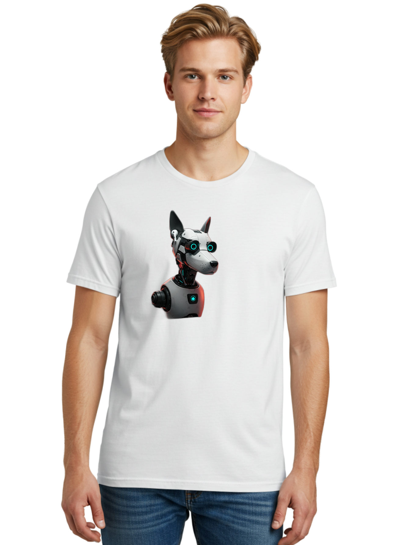 Cybernetic-Dog-Head Men'S Graphic Tee, 100% Cotton, Comfortable Casual Summer Wear, Machine Washable, Vintage Camera, Old Camera, Antique Camera, Black Camera, Classic Photography, Photography Equipment, Nostalgic Device, Film Camera, Bah887