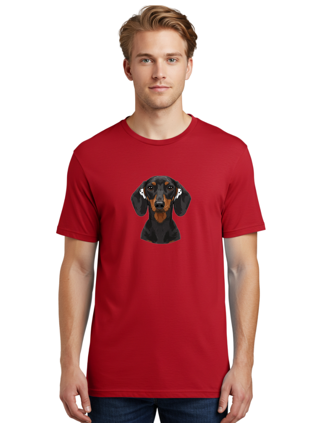 Dachshund-With-Airpods Men'S Graphic Tee, 100% Cotton, Comfortable Casual Summer Wear, Machine Washable, Vintage Camera, Old Camera, Antique Camera, Black Camera, Classic Photography, Photography Equipment, Nostalgic Device, Film Camera, Bah892