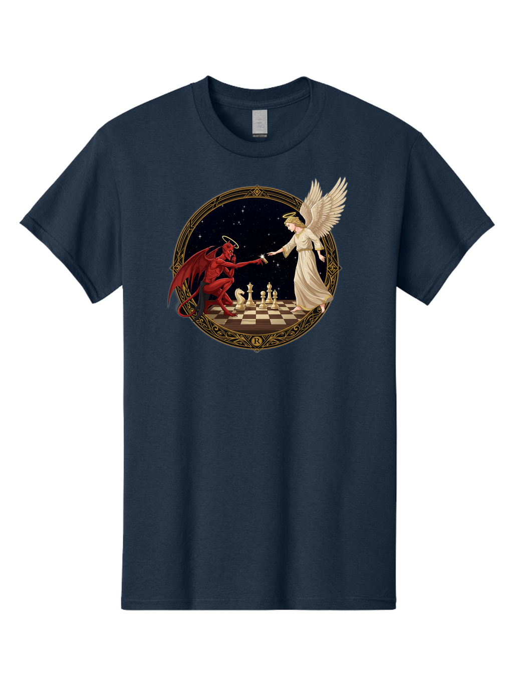 Demon-And-Angel-Playing-Chess Men'S Graphic Tee, 100% Cotton, Comfortable Casual Summer Wear, Machine Washable, Vintage Camera, Old Camera, Antique Camera, Black Camera, Classic Photography, Photography Equipment, Nostalgic Device, Bah897