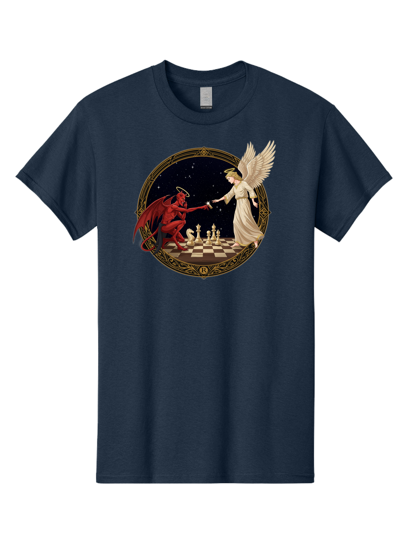 Demon-And-Angel-Playing-Chess Men'S Graphic Tee, 100% Cotton, Comfortable Casual Summer Wear, Machine Washable, Vintage Camera, Old Camera, Antique Camera, Black Camera, Classic Photography, Photography Equipment, Nostalgic Device, Bah897