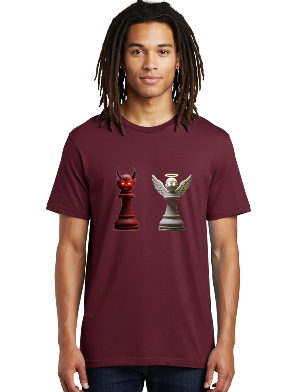 Devil-And-Angel-Chess-Pieces Men'S Graphic Tee, 100% Cotton, Comfortable Casual Summer Wear, Machine Washable, Vintage Camera, Old Camera, Antique Camera, Black Camera, Classic Photography, Photography Equipment, Nostalgic Device, Film Camera, Bah898