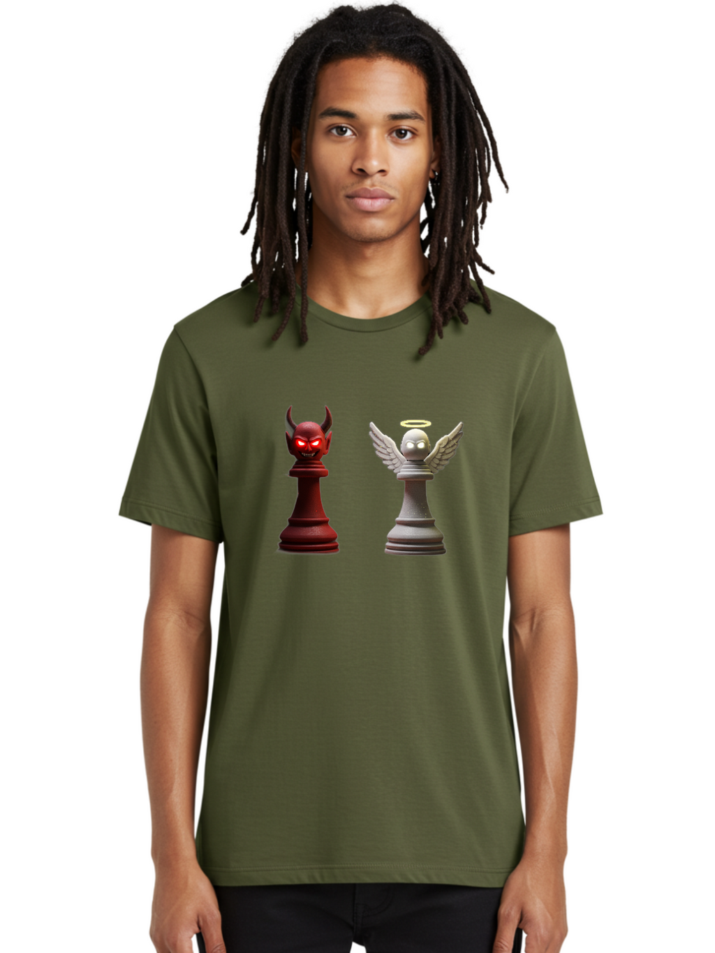 Devil-And-Angel-Chess-Pieces Men'S Graphic Tee, 100% Cotton, Comfortable Casual Summer Wear, Machine Washable, Vintage Camera, Old Camera, Antique Camera, Black Camera, Classic Photography, Photography Equipment, Nostalgic Device, Film Camera, Bah898