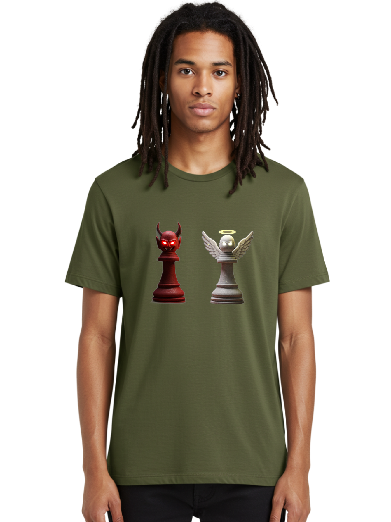 Devil-And-Angel-Chess-Pieces Men'S Graphic Tee, 100% Cotton, Comfortable Casual Summer Wear, Machine Washable, Vintage Camera, Old Camera, Antique Camera, Black Camera, Classic Photography, Photography Equipment, Nostalgic Device, Film Camera, Bah898