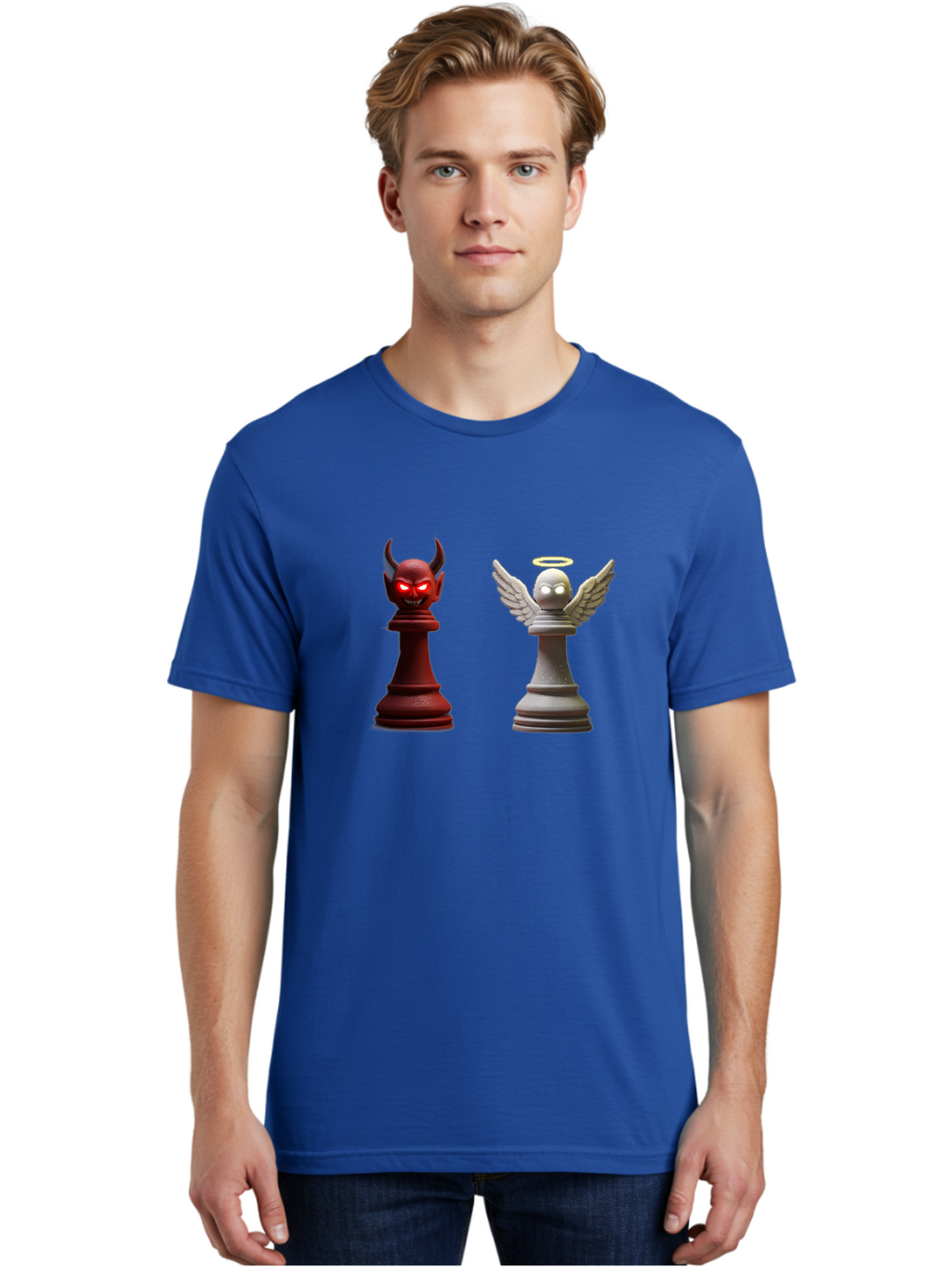 Devil-And-Angel-Chess-Pieces Men'S Graphic Tee, 100% Cotton, Comfortable Casual Summer Wear, Machine Washable, Vintage Camera, Old Camera, Antique Camera, Black Camera, Classic Photography, Photography Equipment, Nostalgic Device, Film Camera, Bah898