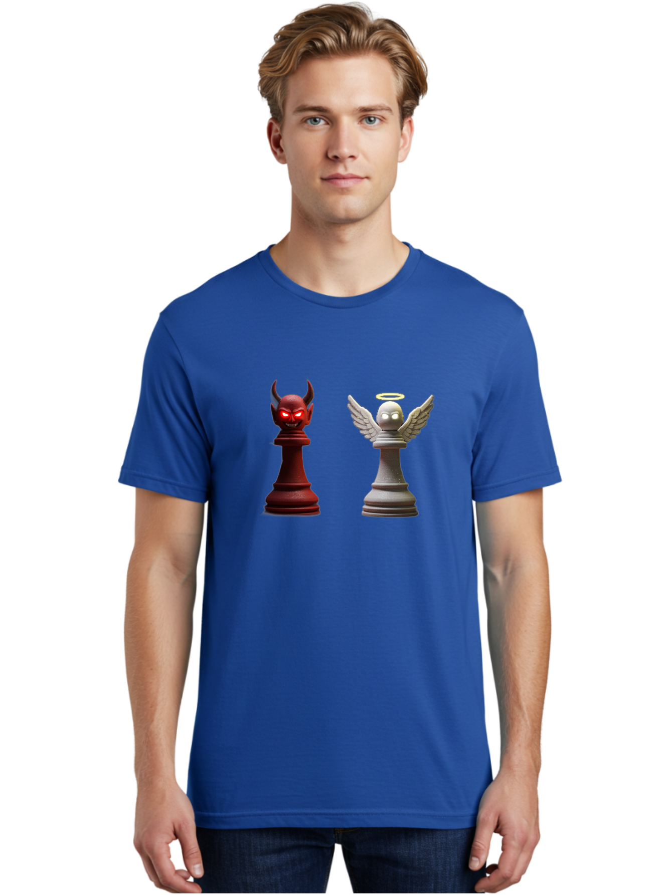 Devil-And-Angel-Chess-Pieces Men'S Graphic Tee, 100% Cotton, Comfortable Casual Summer Wear, Machine Washable, Vintage Camera, Old Camera, Antique Camera, Black Camera, Classic Photography, Photography Equipment, Nostalgic Device, Film Camera, Bah898