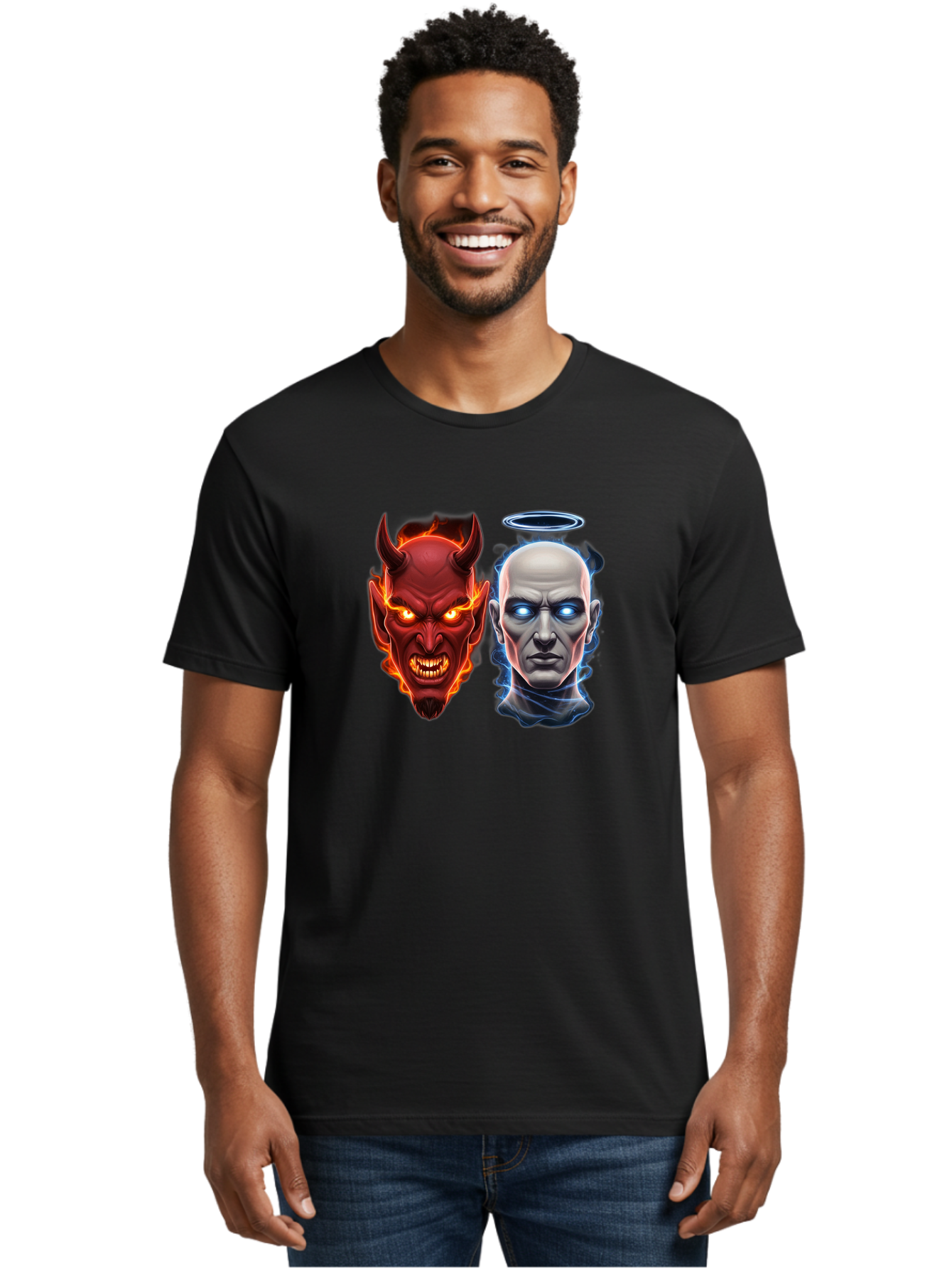 Devil-And-Angel Men'S Graphic Tee, 100% Cotton, Comfortable Casual Summer Wear, Machine Washable, Vintage Camera, Old Camera, Antique Camera, Black Camera, Classic Photography, Photography Equipment, Nostalgic Device, Film Camera, Camera Art Bah899