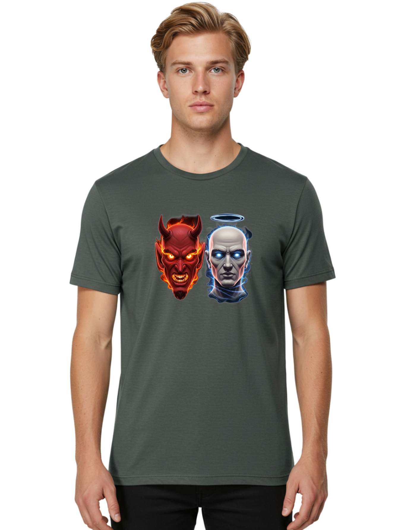 Devil-And-Angel Men'S Graphic Tee, 100% Cotton, Comfortable Casual Summer Wear, Machine Washable, Vintage Camera, Old Camera, Antique Camera, Black Camera, Classic Photography, Photography Equipment, Nostalgic Device, Film Camera, Camera Art Bah899