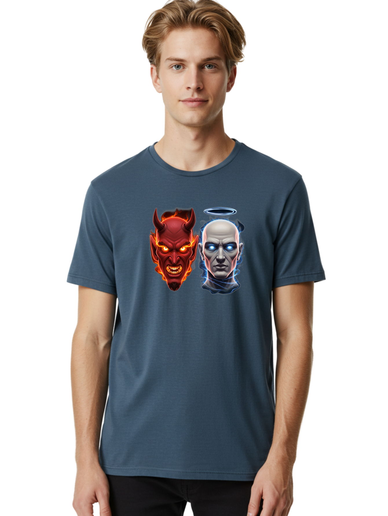 Devil-And-Angel Men'S Graphic Tee, 100% Cotton, Comfortable Casual Summer Wear, Machine Washable, Vintage Camera, Old Camera, Antique Camera, Black Camera, Classic Photography, Photography Equipment, Nostalgic Device, Film Camera, Camera Art Bah899