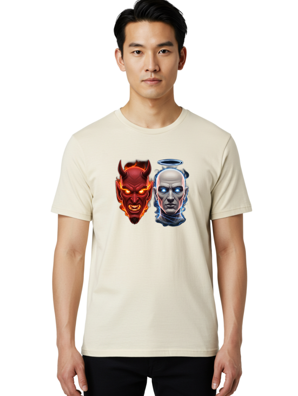 Devil-And-Angel Men'S Graphic Tee, 100% Cotton, Comfortable Casual Summer Wear, Machine Washable, Vintage Camera, Old Camera, Antique Camera, Black Camera, Classic Photography, Photography Equipment, Nostalgic Device, Film Camera, Camera Art Bah899