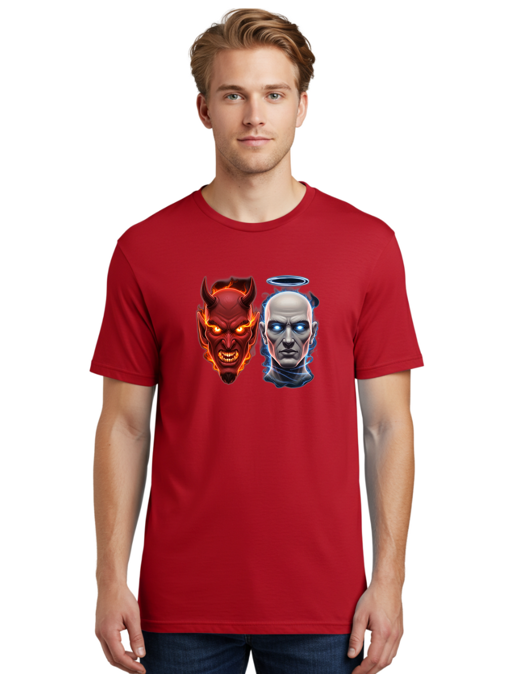 Devil-And-Angel Men'S Graphic Tee, 100% Cotton, Comfortable Casual Summer Wear, Machine Washable, Vintage Camera, Old Camera, Antique Camera, Black Camera, Classic Photography, Photography Equipment, Nostalgic Device, Film Camera, Camera Art Bah899